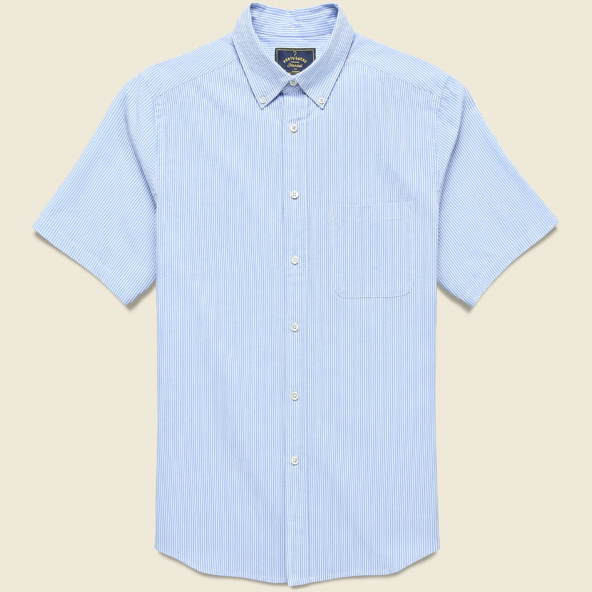 Striped Atlantico Seersucker Shirt - Blue - 1