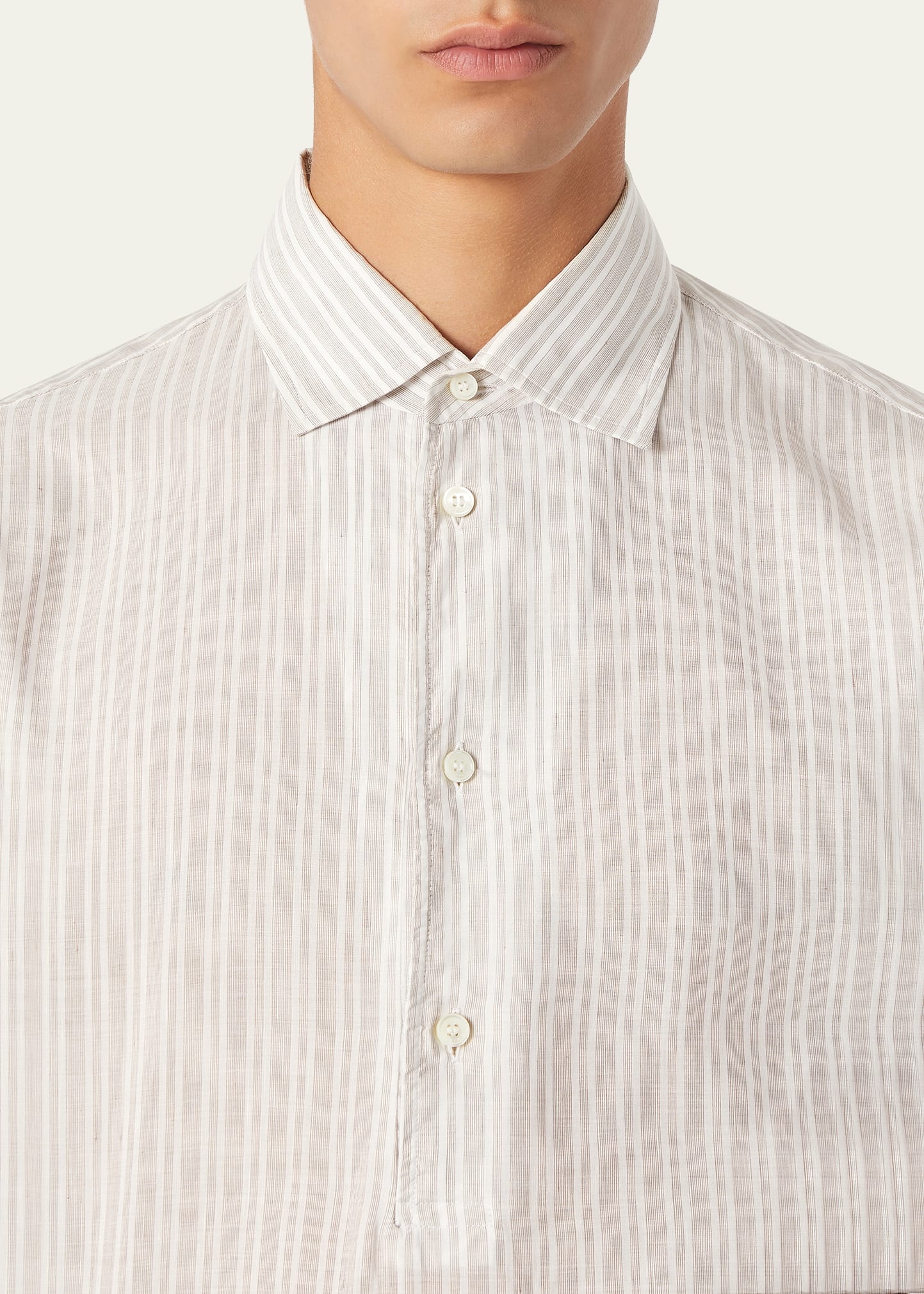 Men's Raffaele Cotton and Linen Stripe Sport Shirt - 5