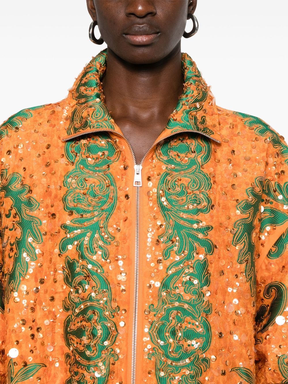 sequin-embellished bomber jacket - 5