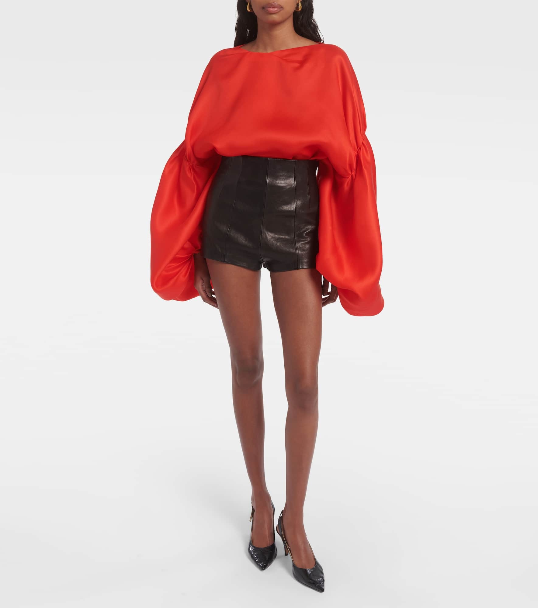 Quico puff-sleeve silk gazar top - 2