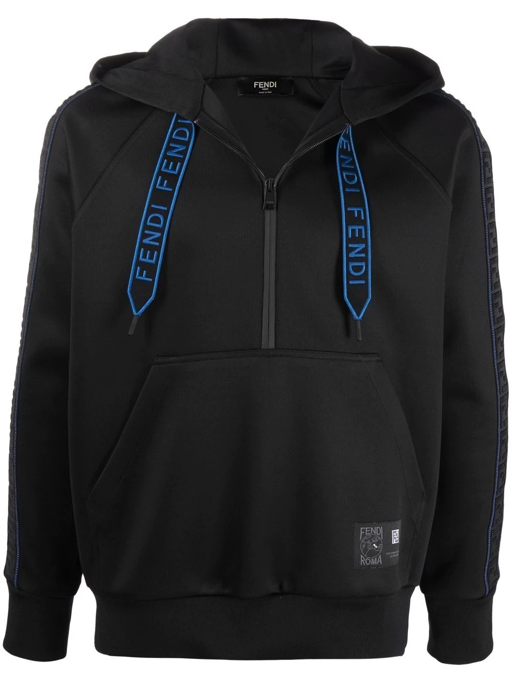 logo-tape zip-fastening hoodie - 1