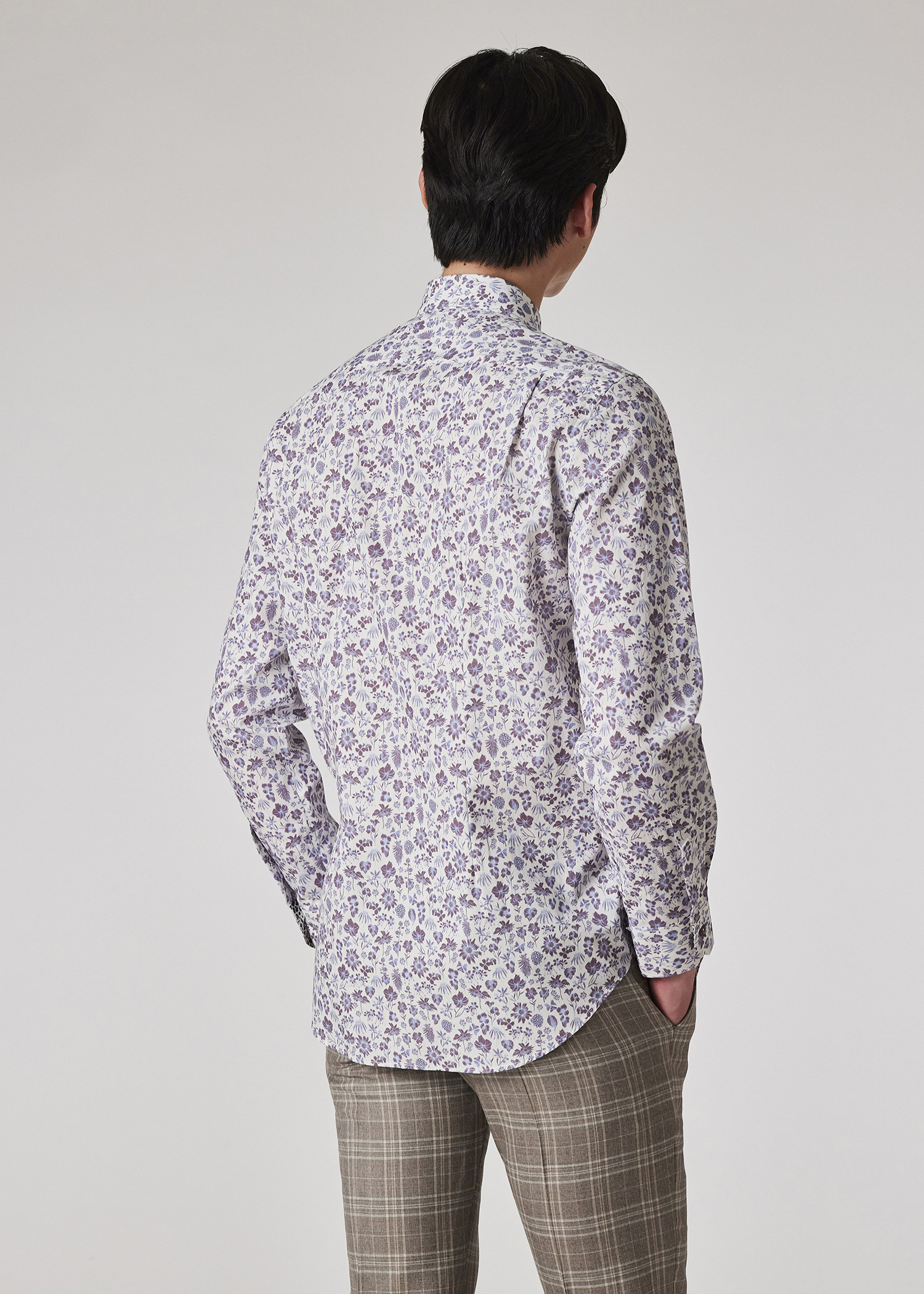 White Tailored-Fit 'Pencil Floral' Shirt - 5