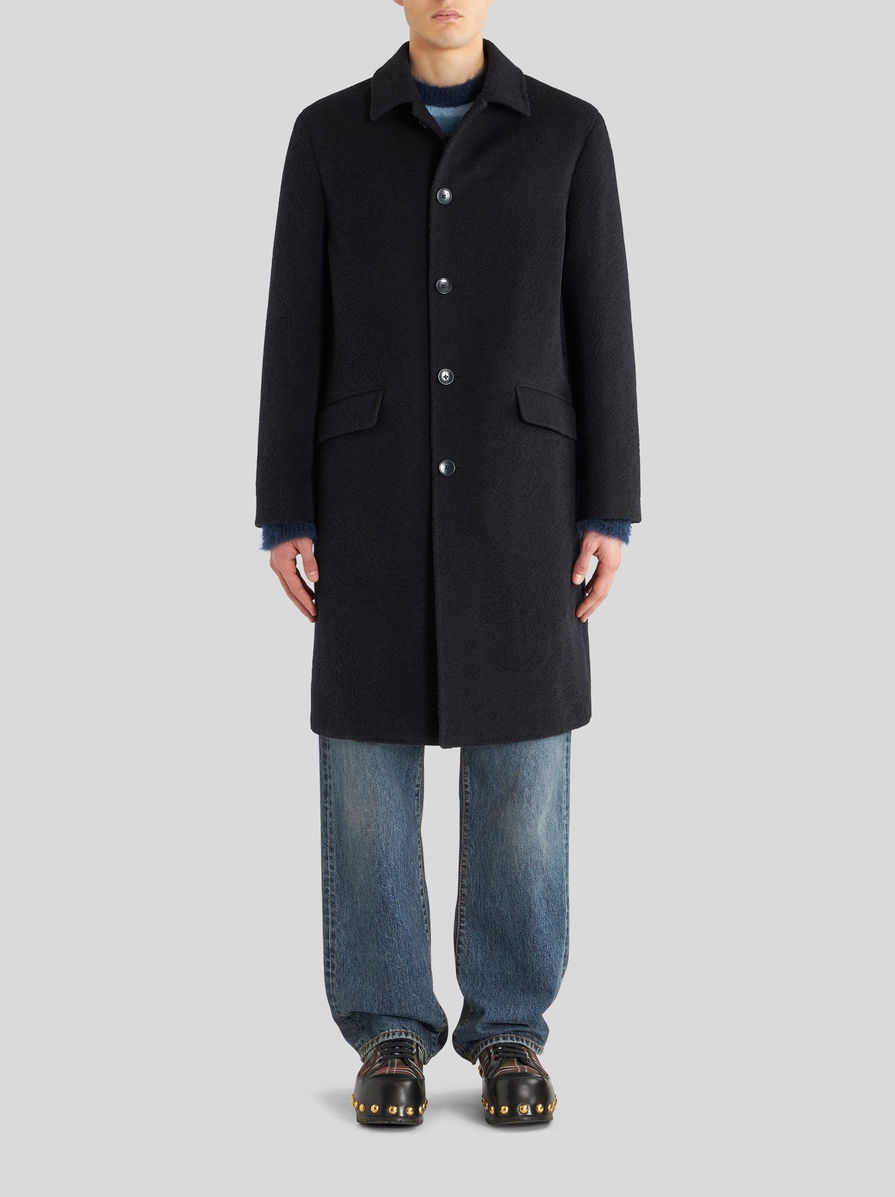 WOOL AND CASHMERE JACQUARD COAT - 3