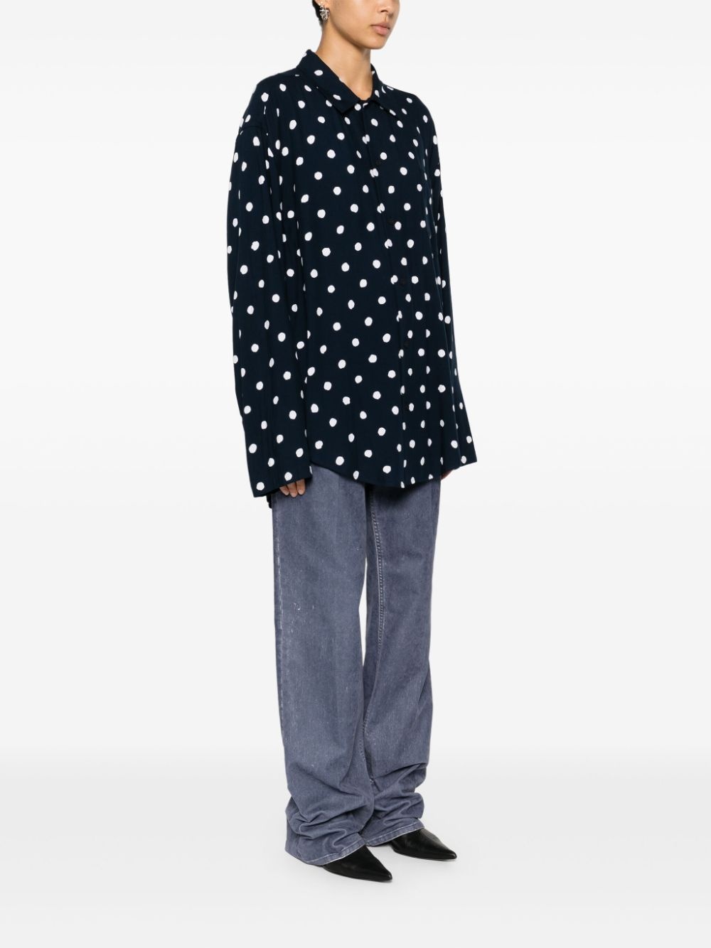 long-sleeves polka dot shirt - 3