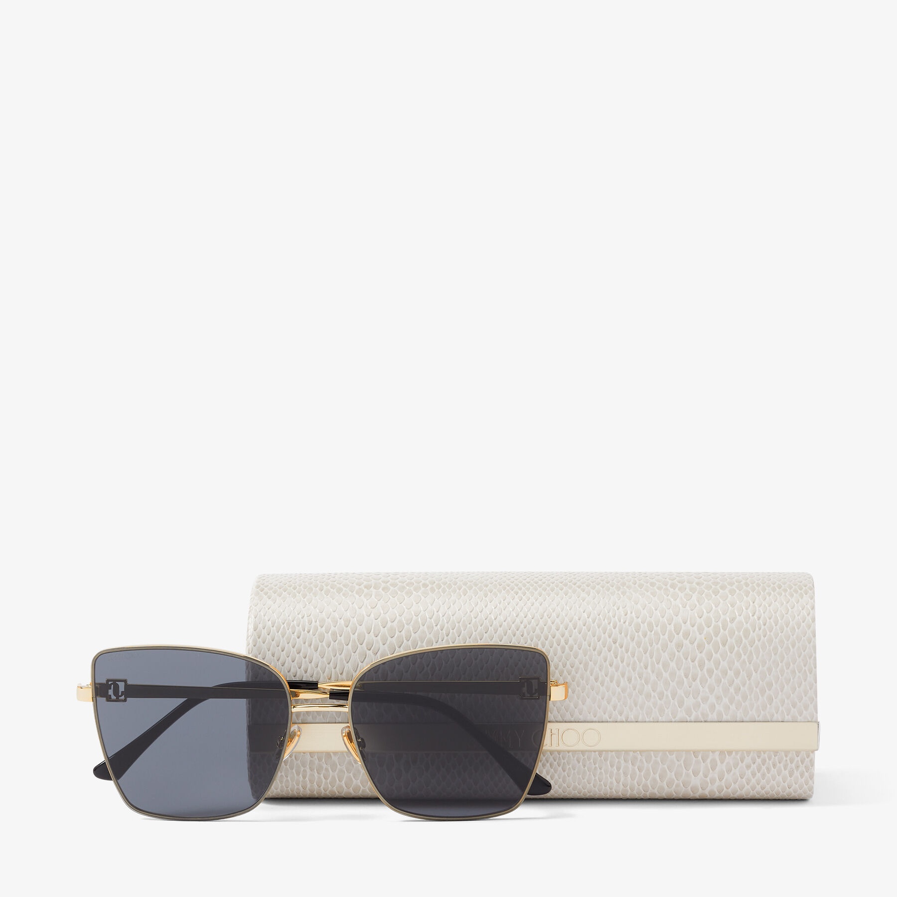 Vella/S 59
Rose Gold and Black Square Frame Sunglasses with JC Emblem - 4