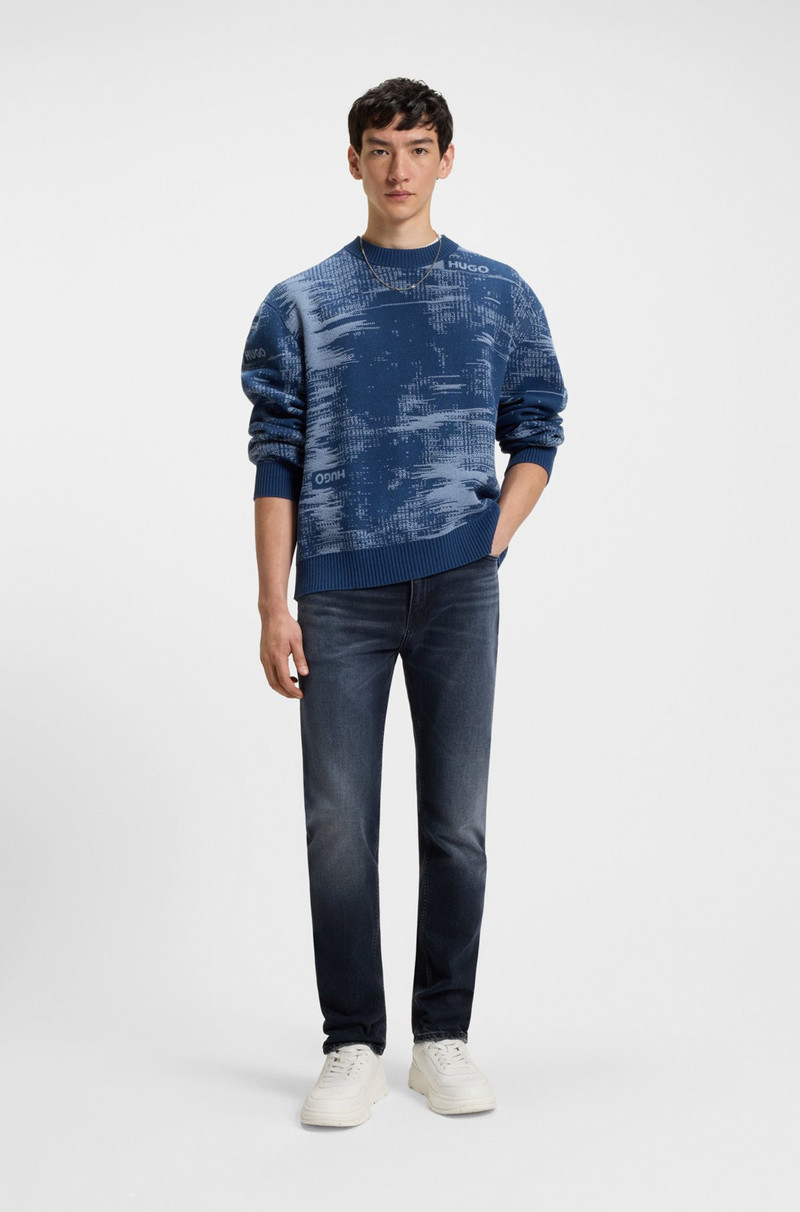 HUGO SLIM-FIT JEANS IN BLUE-BLACK STRETCH DENIM outlook