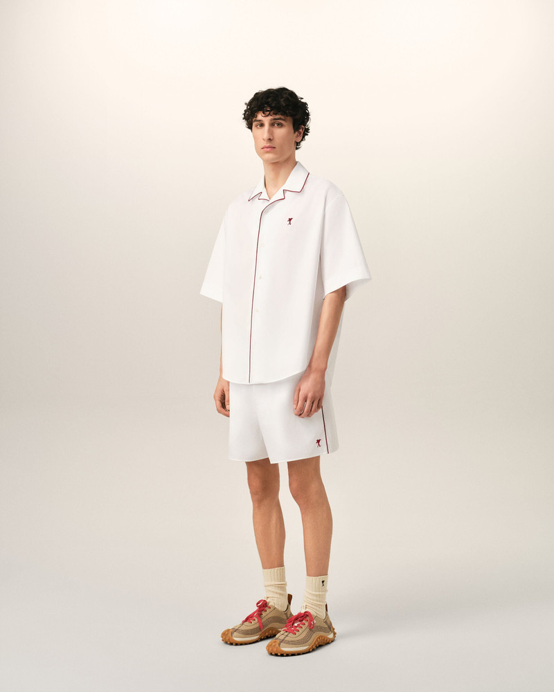 WHITE COTTON SHORT-SLEEVE SHIRT WITH AMI DE COEUR ARROW 6