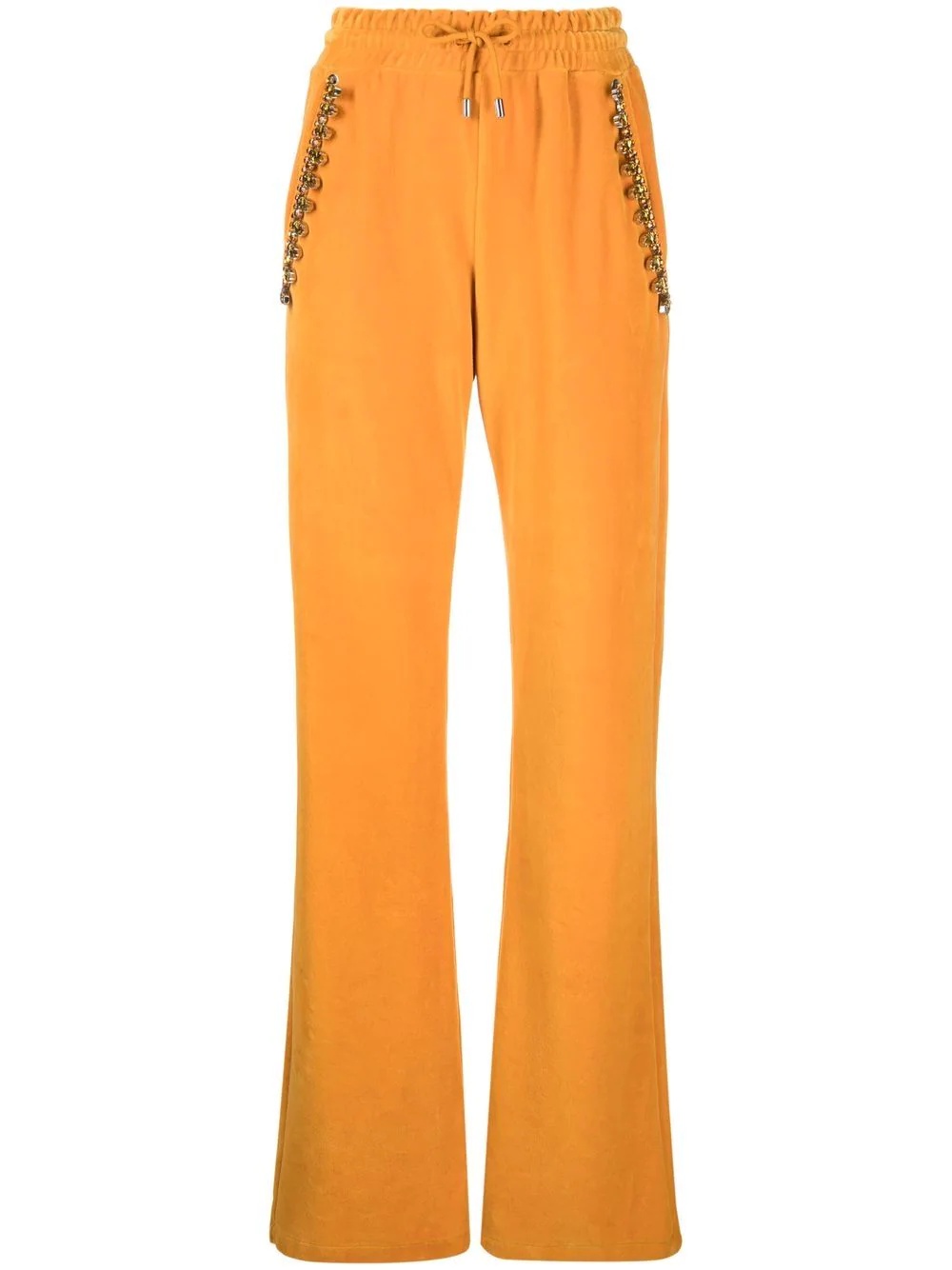 Crystal-Chain velvet track pants - 1