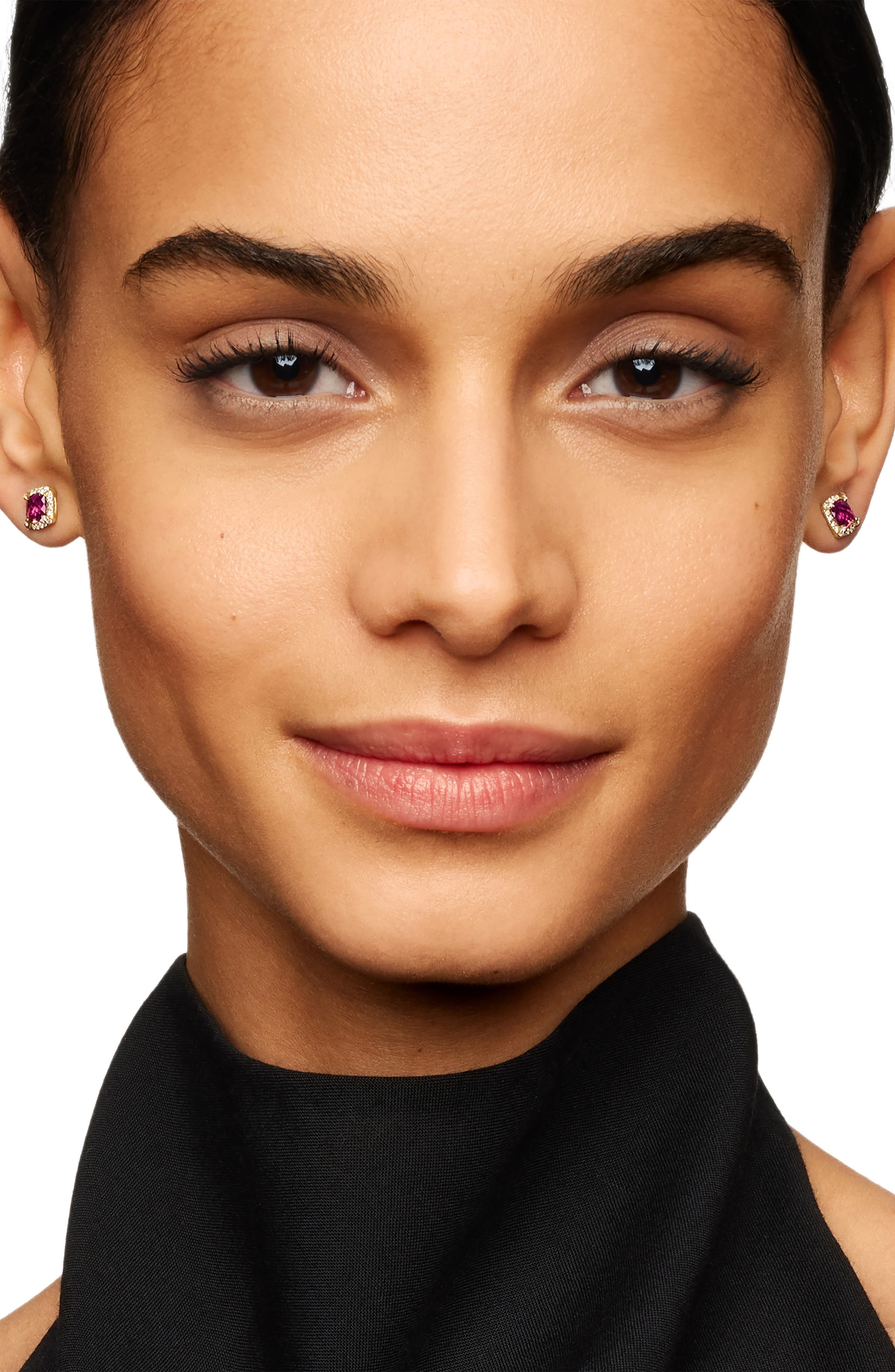 David Yurman Petite Chatelaine® Pavé Bezel Stud Earrings in 18k Gold in Pink Tourmaline at Nordstrom - 2