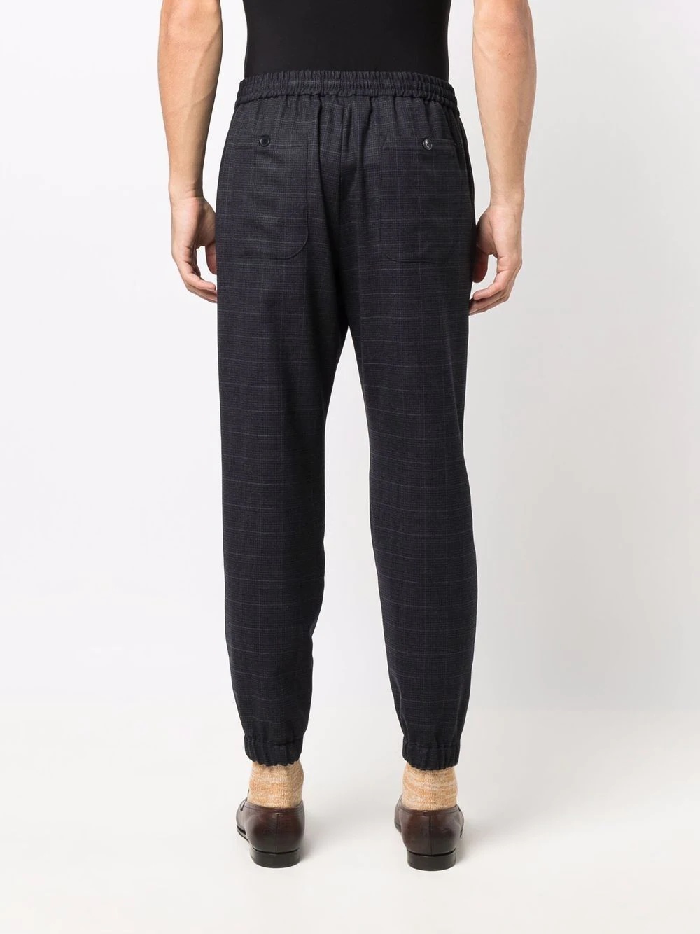 checked tapered-leg trousers - 4