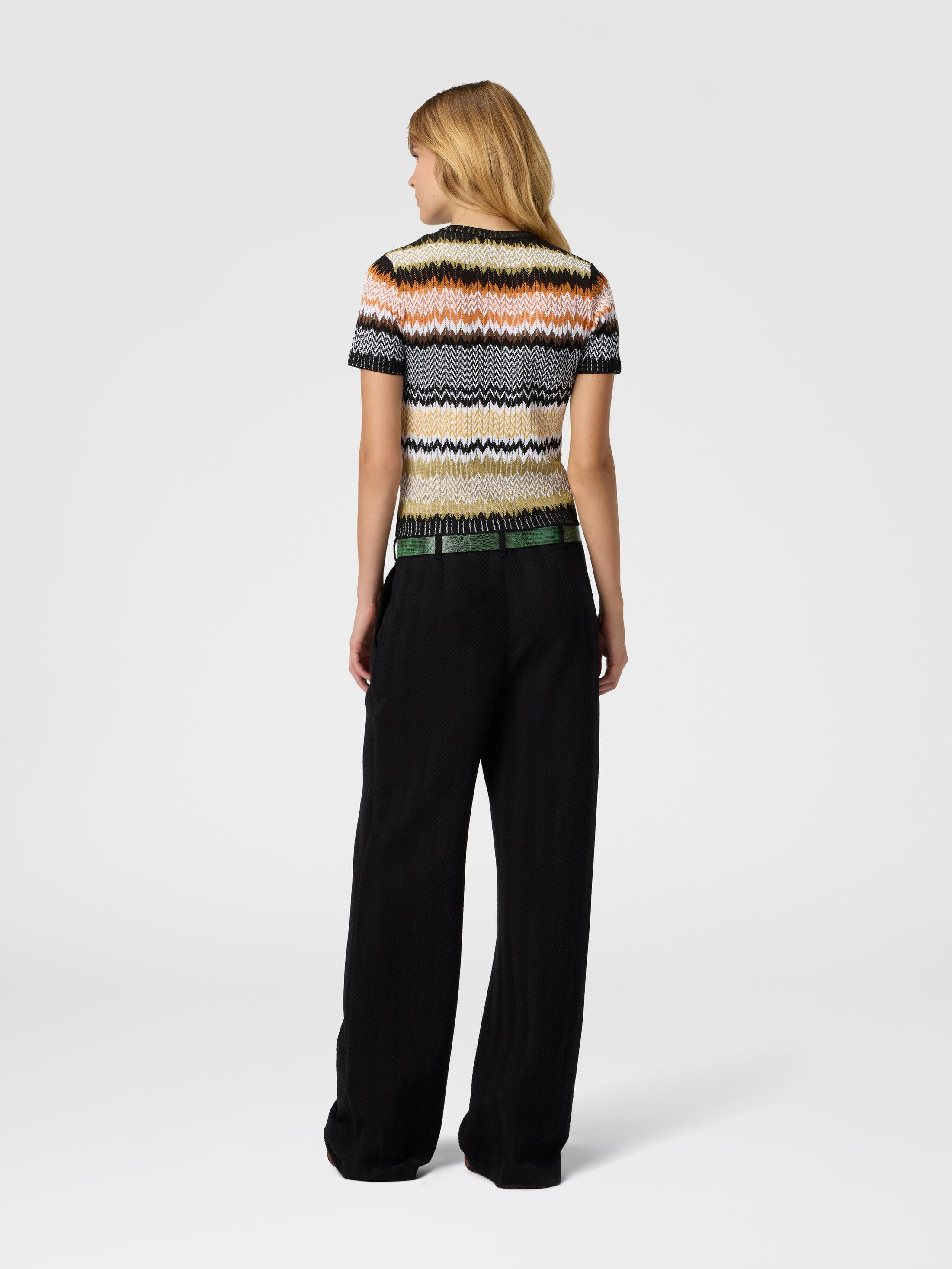 Missoni Short Sleeve Crew Neck Sweater With Chevron Pattern in Multicoloured at Nordstrom - 3