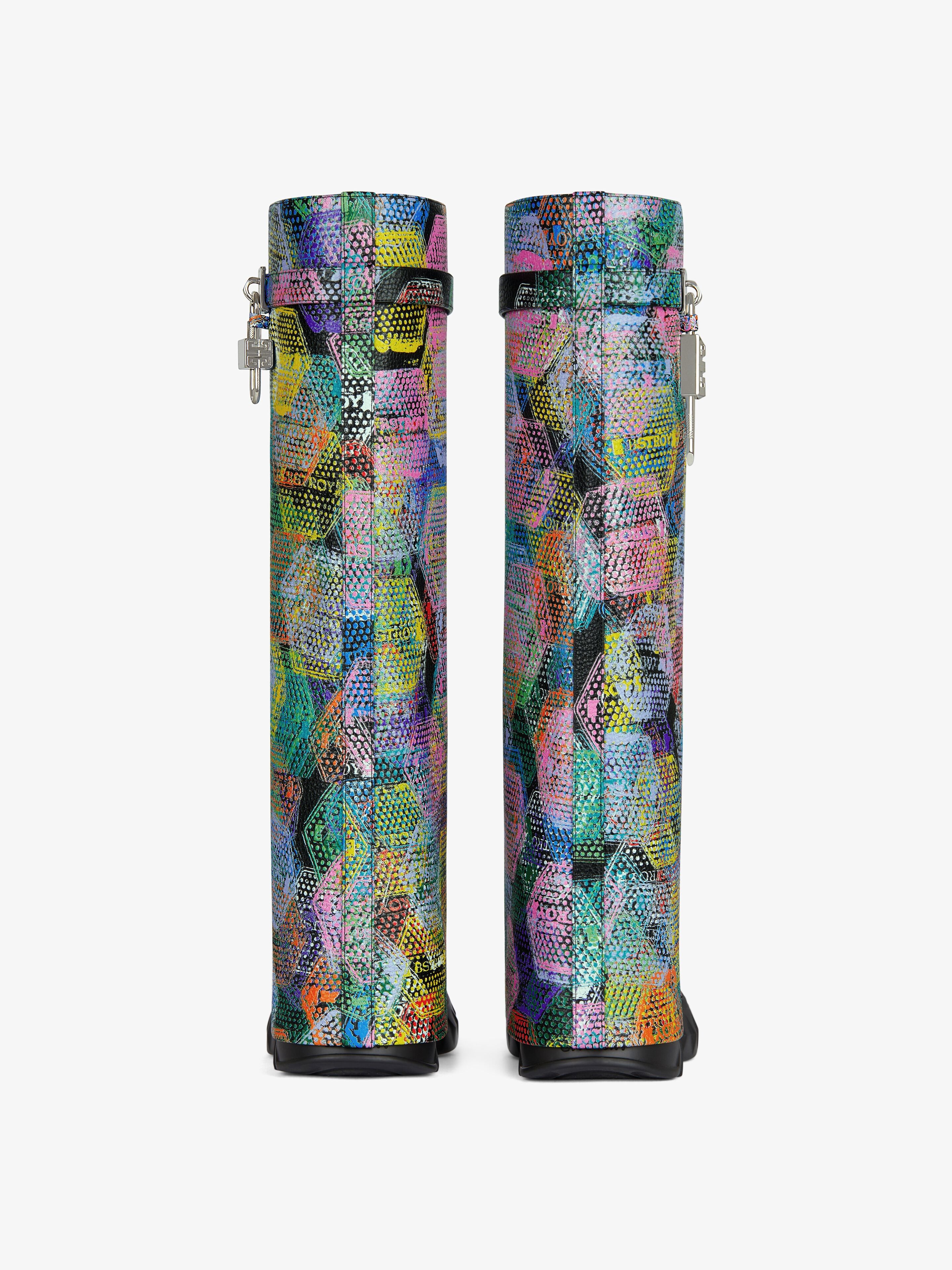 SHARK LOCK BIKER BOOTS IN PRINTED GRAINED LEATHER - 5