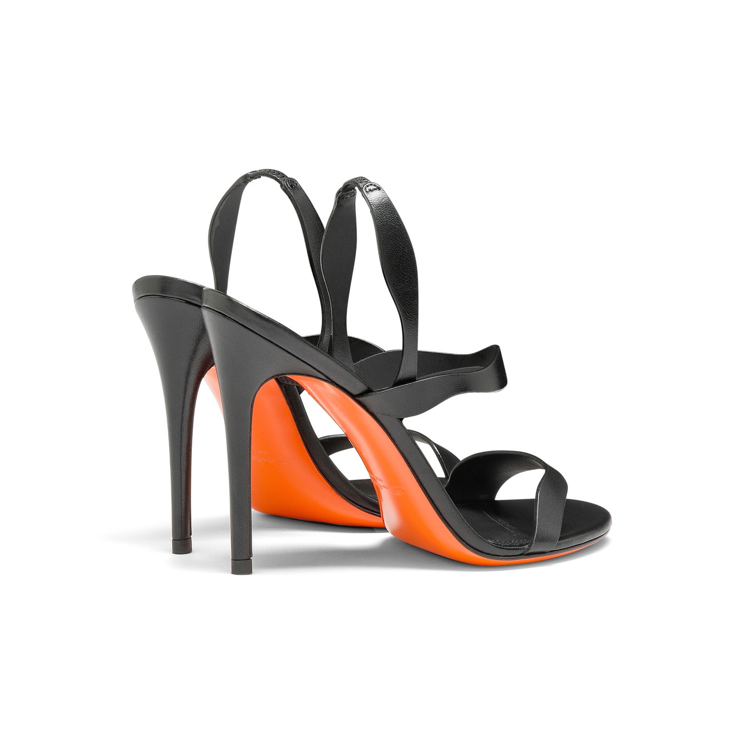 Women's black leather high-heel sandal - 3