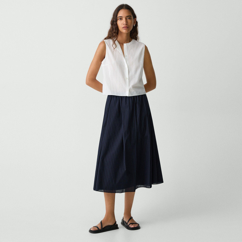 Theory Button-Up Shell Top in Linear Cotton outlook