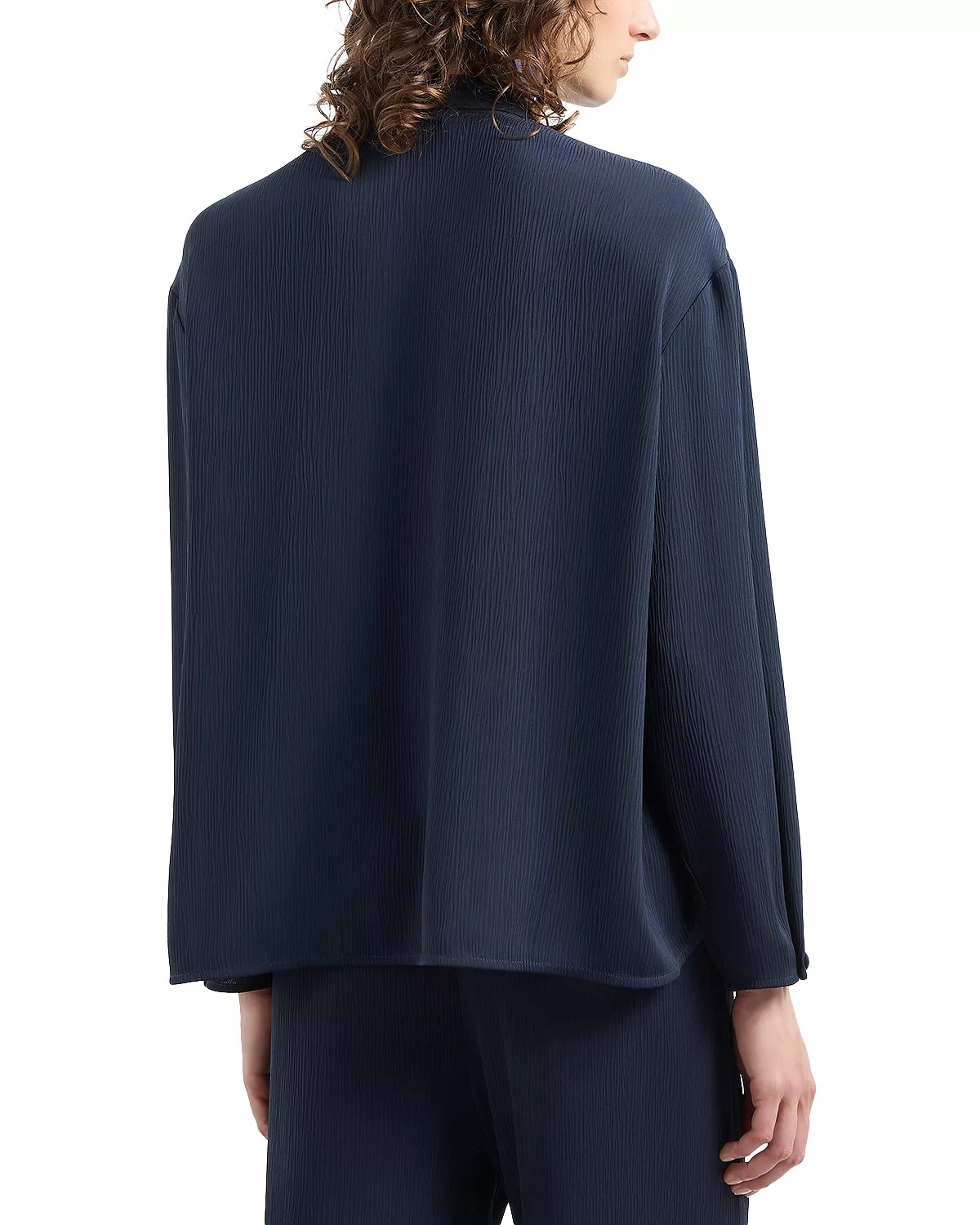 Creponne Long Sleeve Button Down Blouse with Guru Collar - 3