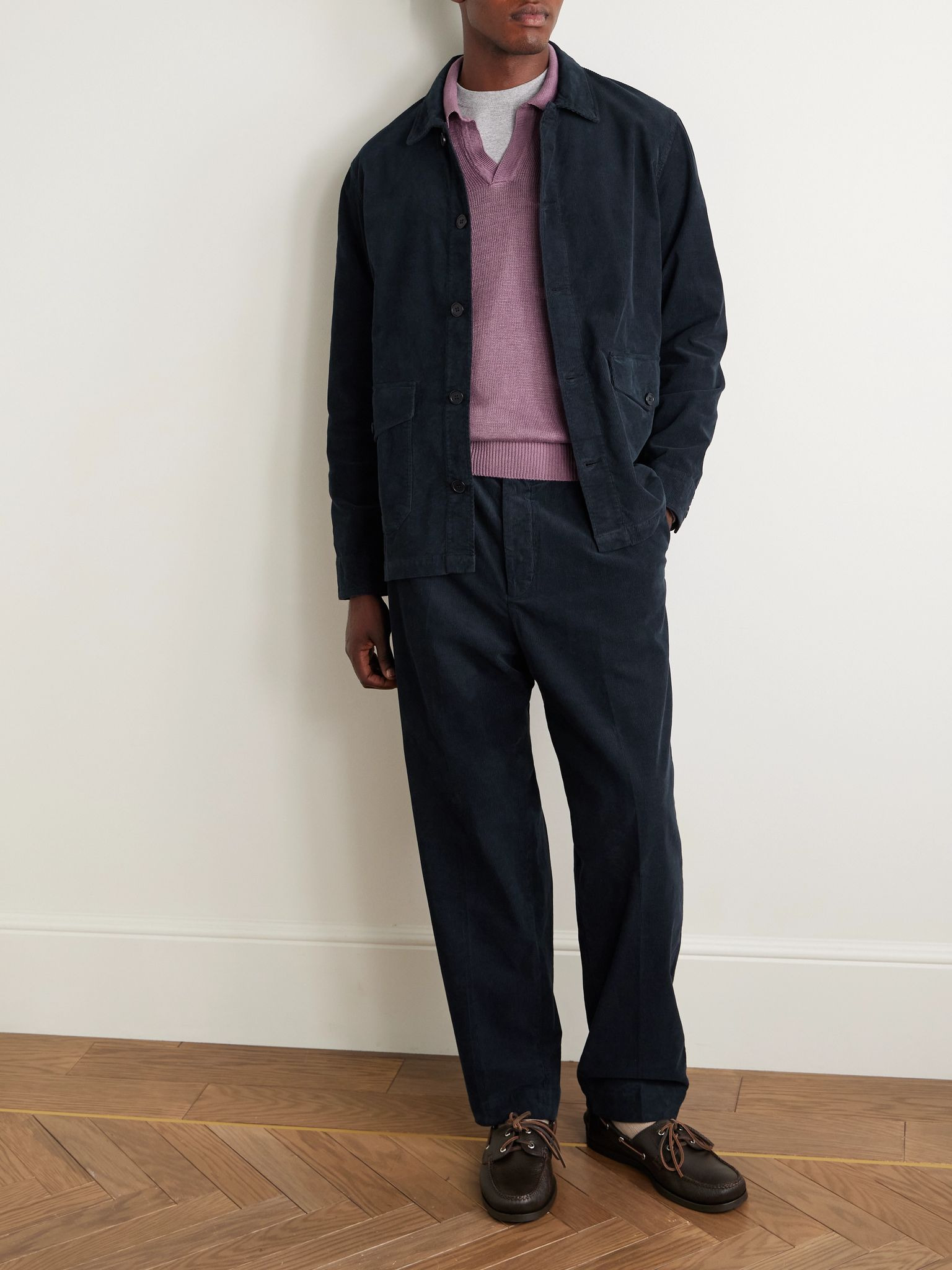 Ezel Garment-Dyed Cotton-Blend Corduroy Overshirt Navy - 2