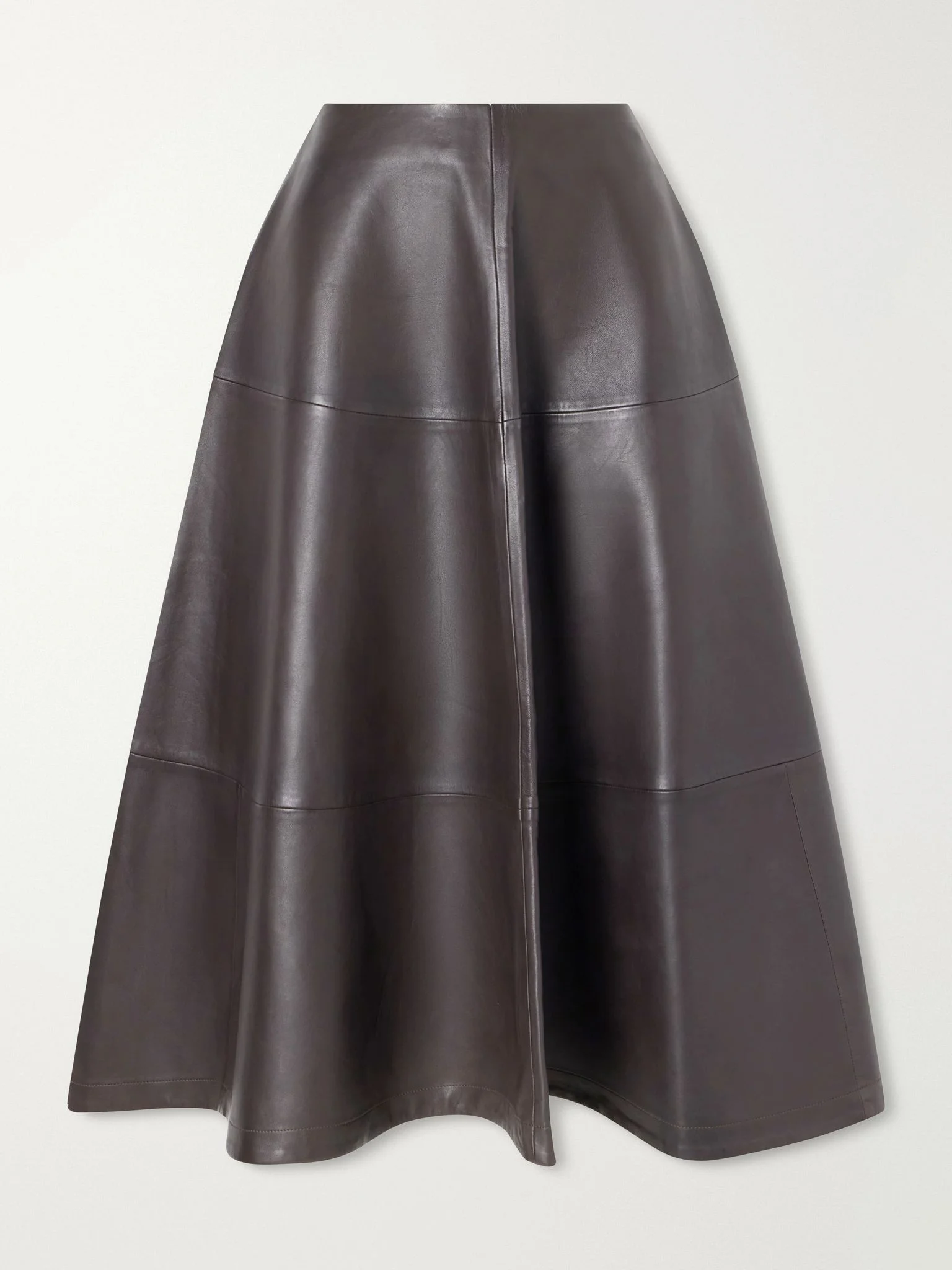Varda paneled leather midi skirt Brown - 1