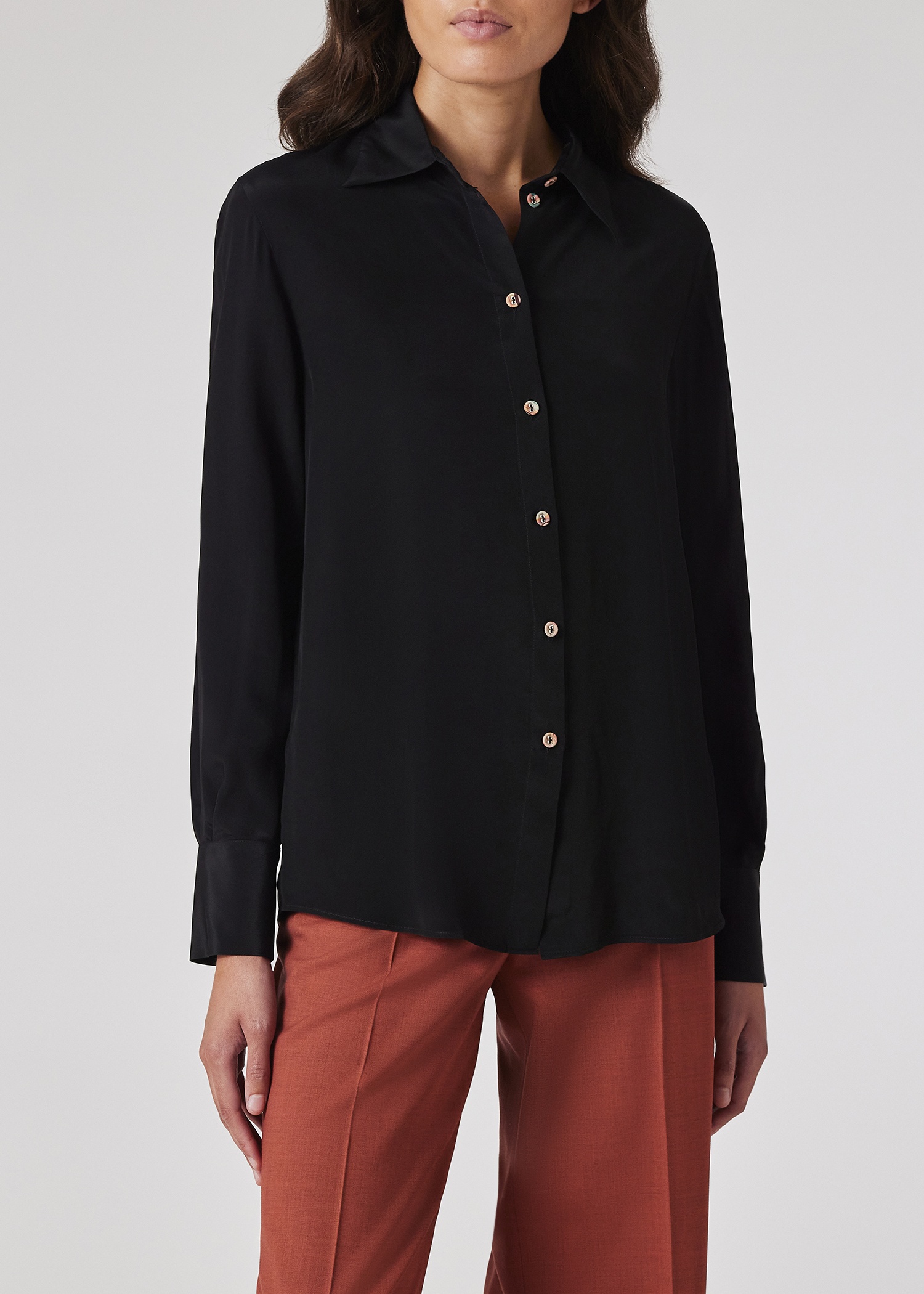 Women's Black Silk-Blend Blouse - 3