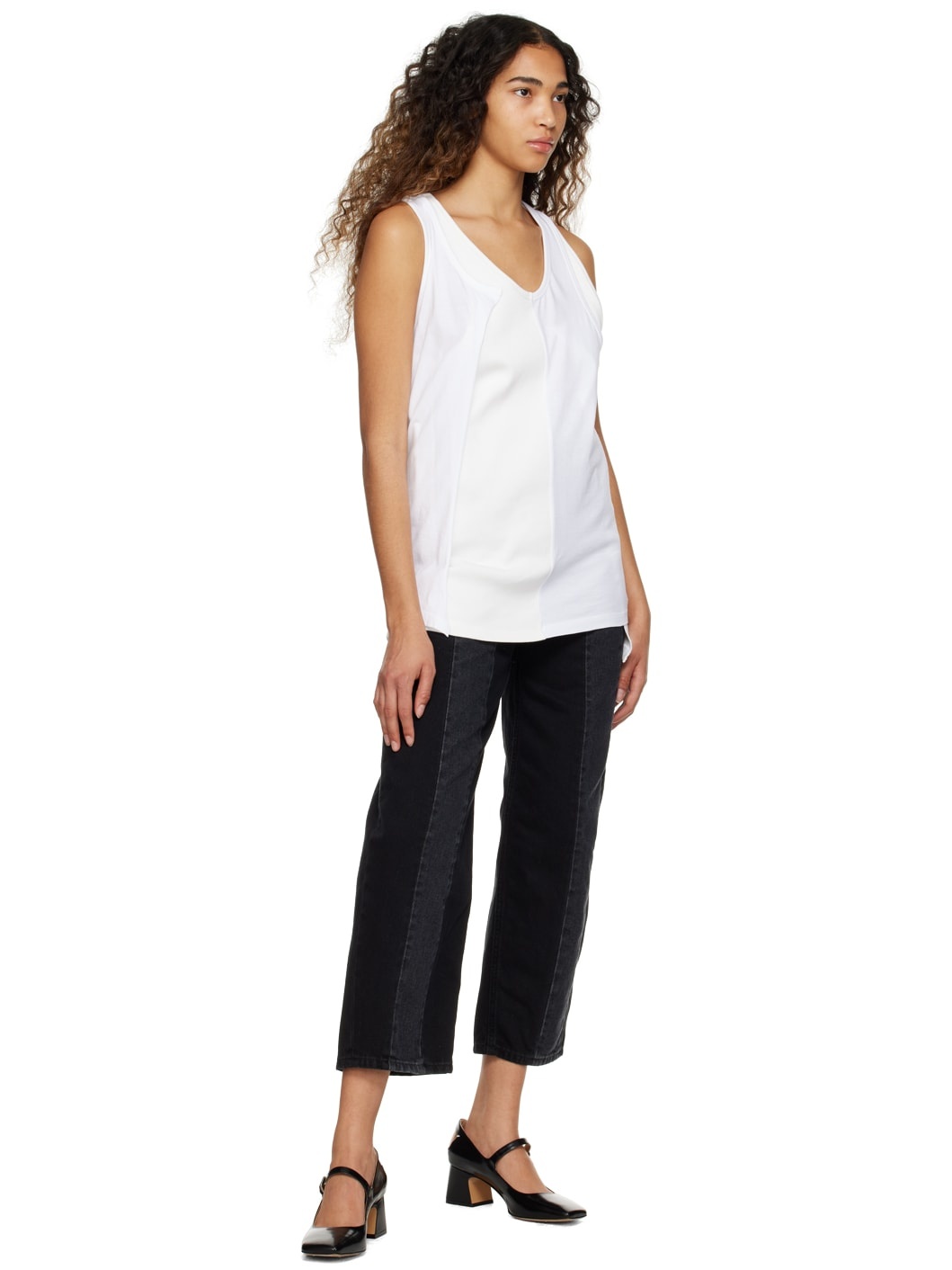 White Spliced Tank Top - 4