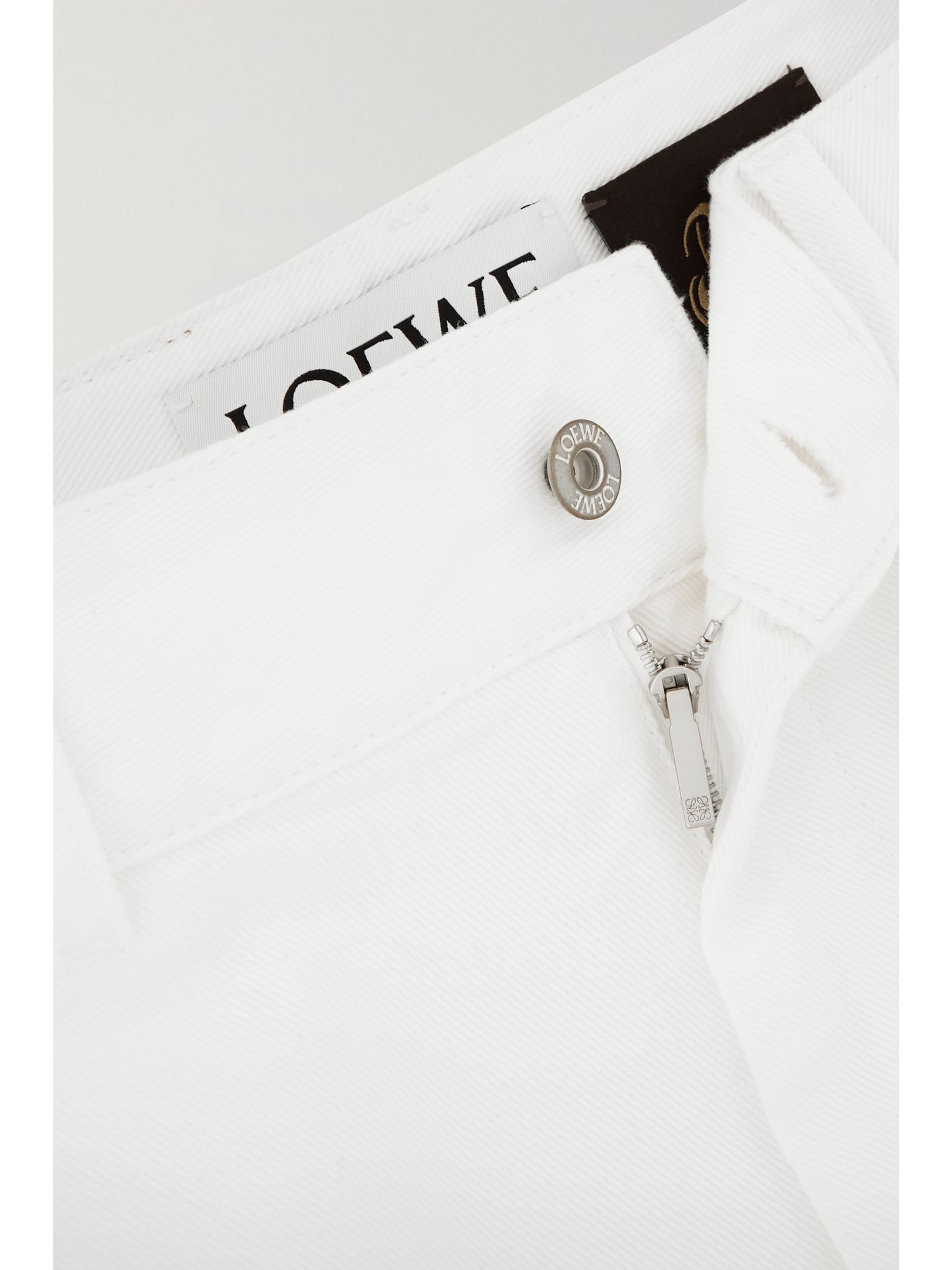 + Paula's Ibiza leather-trimmed embroidered high-rise wide-leg jeans White - 5