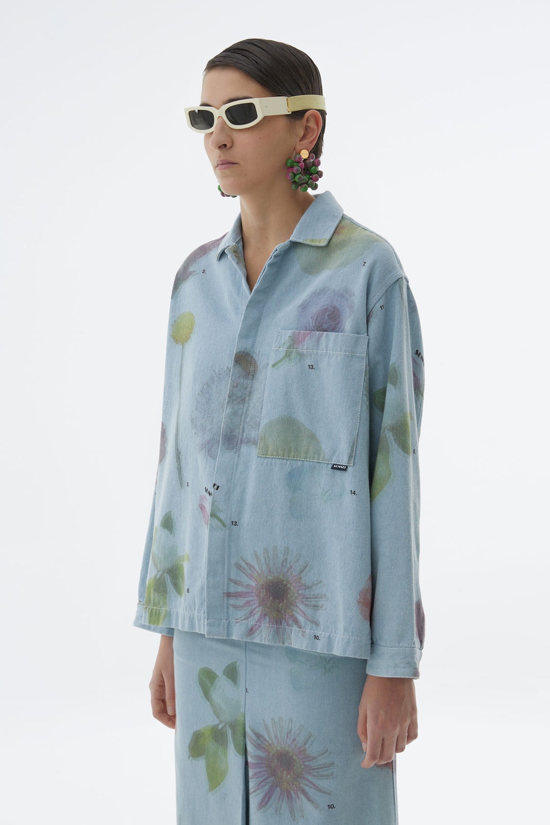 DENIM SHIRT WITH FLOWER PRINT - 4