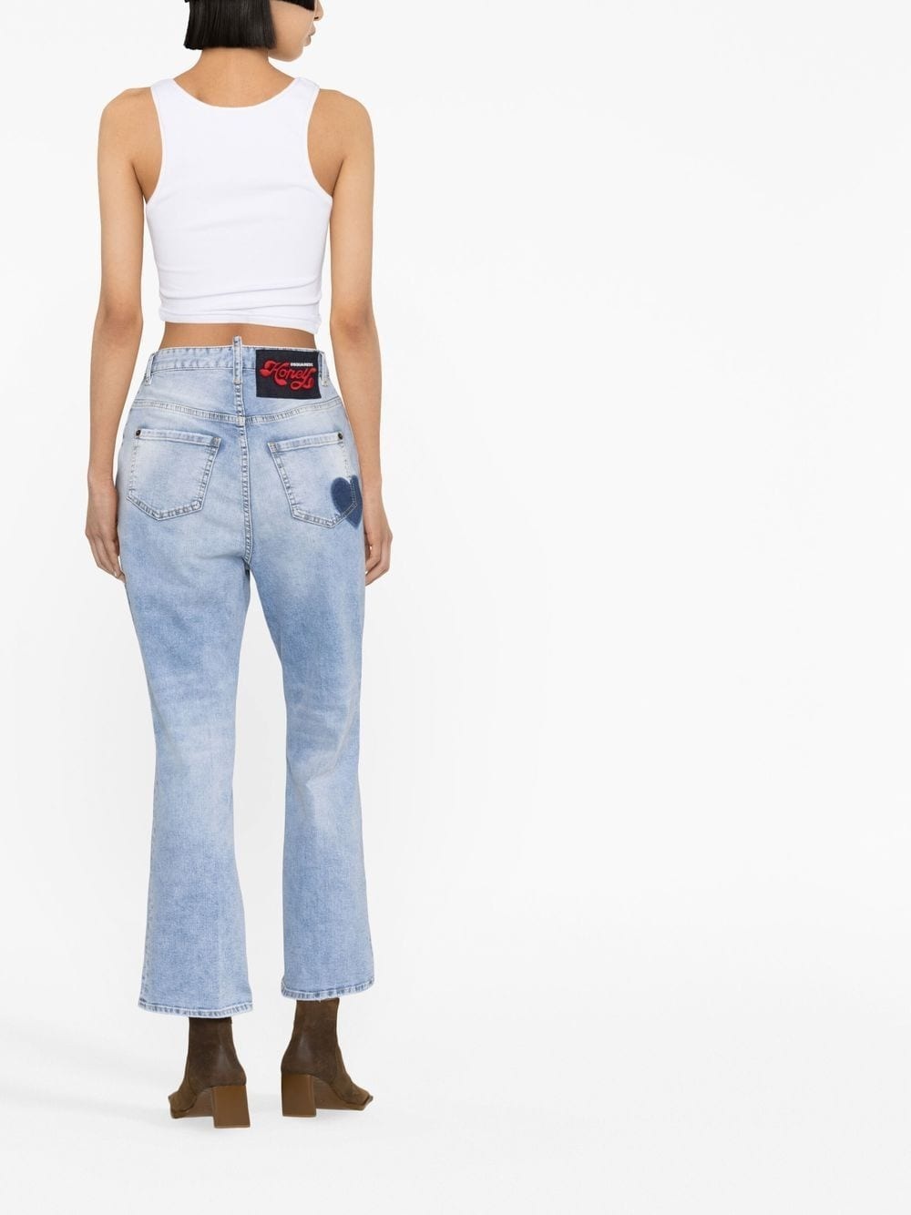 high-waisted cropped flared jeans - 3
