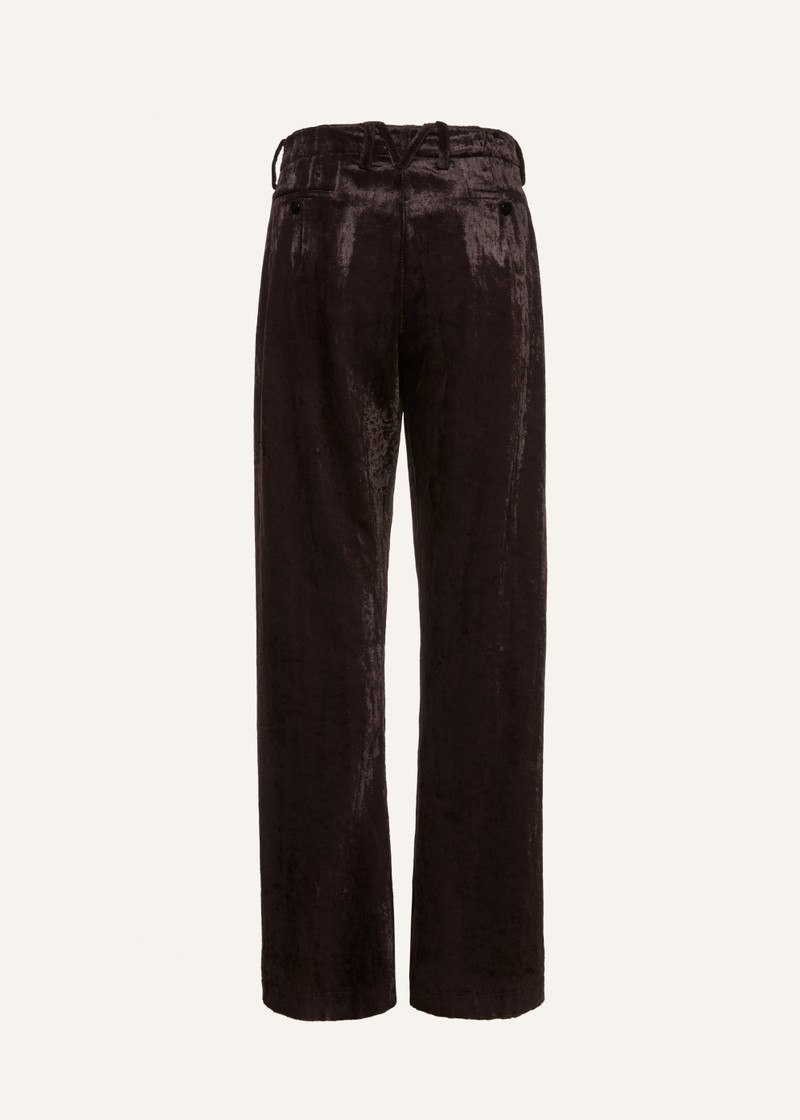 Wide-leg velvet trousers in dark brown 2