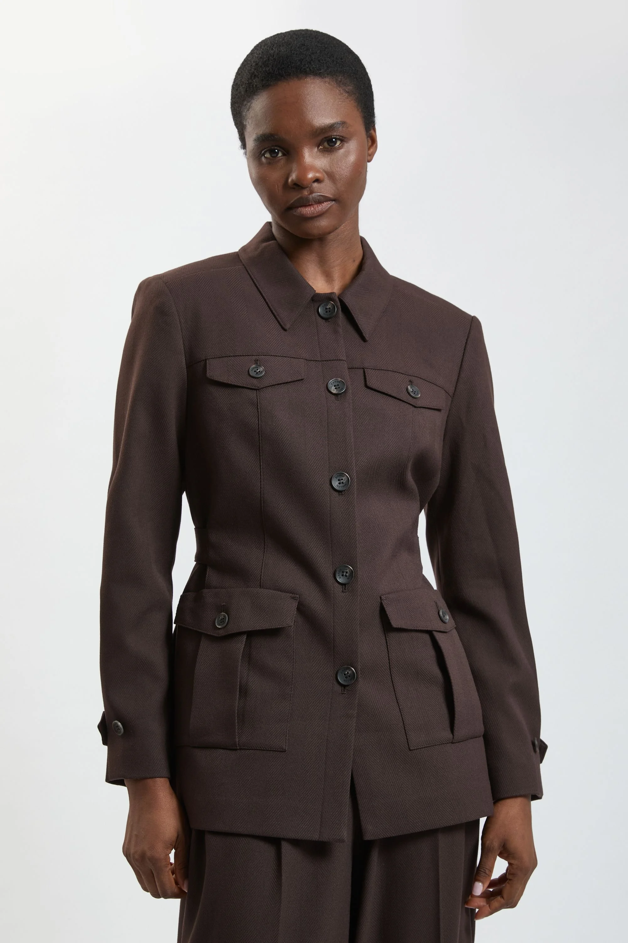 Herringbone Texture Utility Jacket - 1