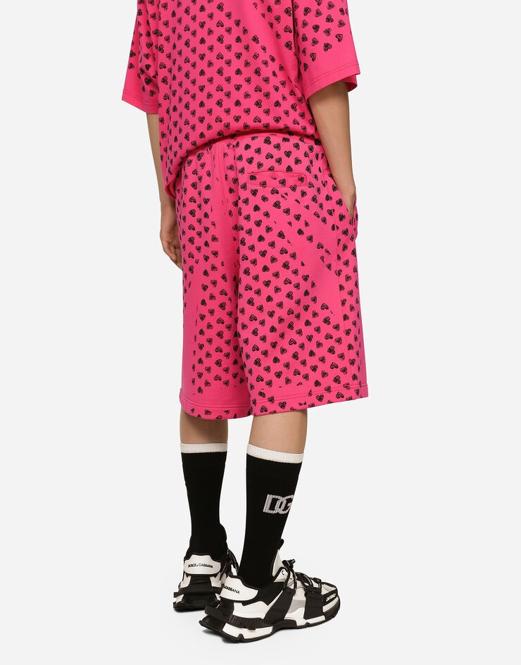 Jersey jogging shorts with DG heart print - 4