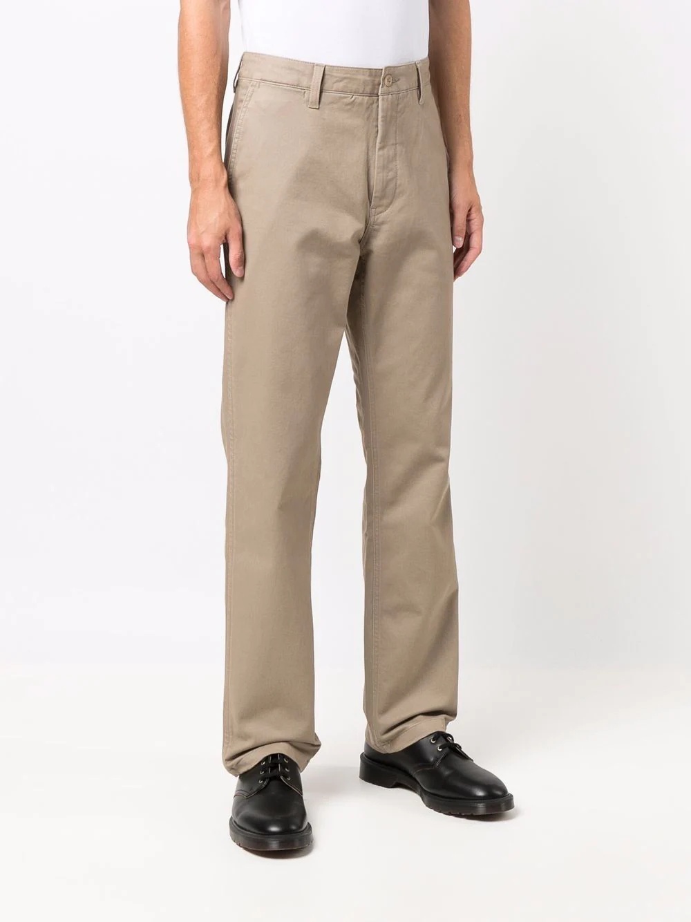 logo-patch cotton-blend straight-leg trousers - 3