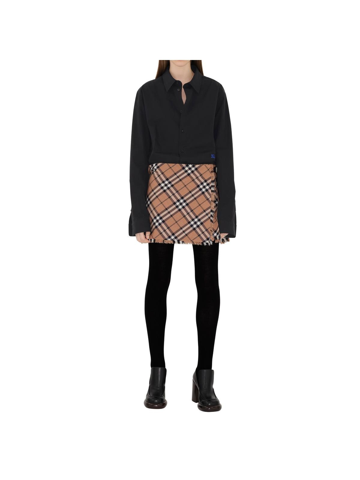 スカート Burberry Check wool blend mini kilt Grey Burberry Wool Blend Mini Kilt - Grey FW24 Women's Skirt