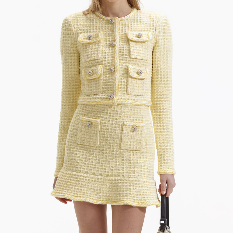 Yellow Textured Knit Skirt 4