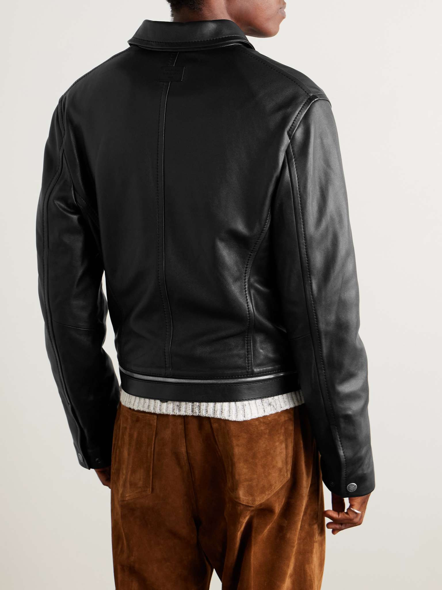 Lascari Slim-Fit Belted Leather Jacket - 4