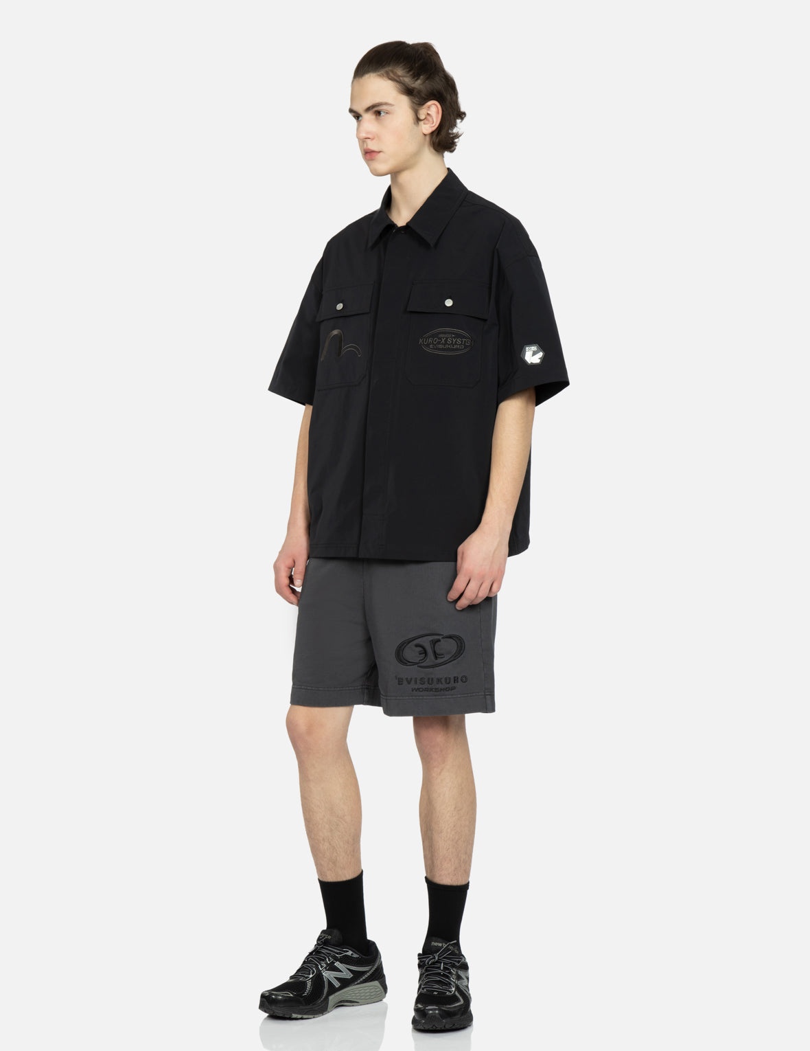 Seagull and Logo Embroidery Garment-dyed Sweat Shorts - 3