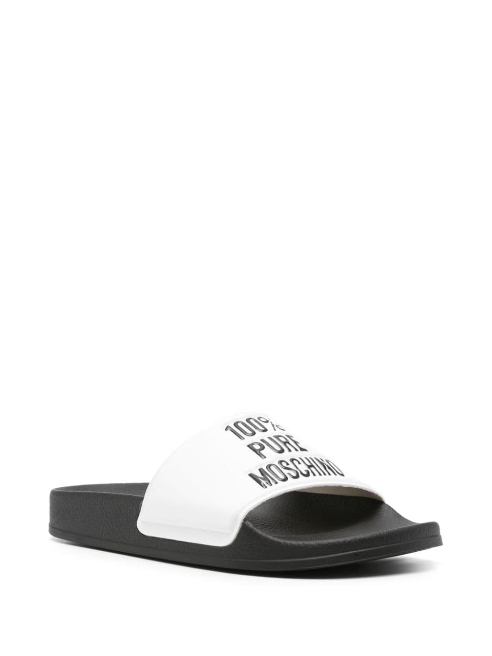 logo-embossed faux-leather slides - 2