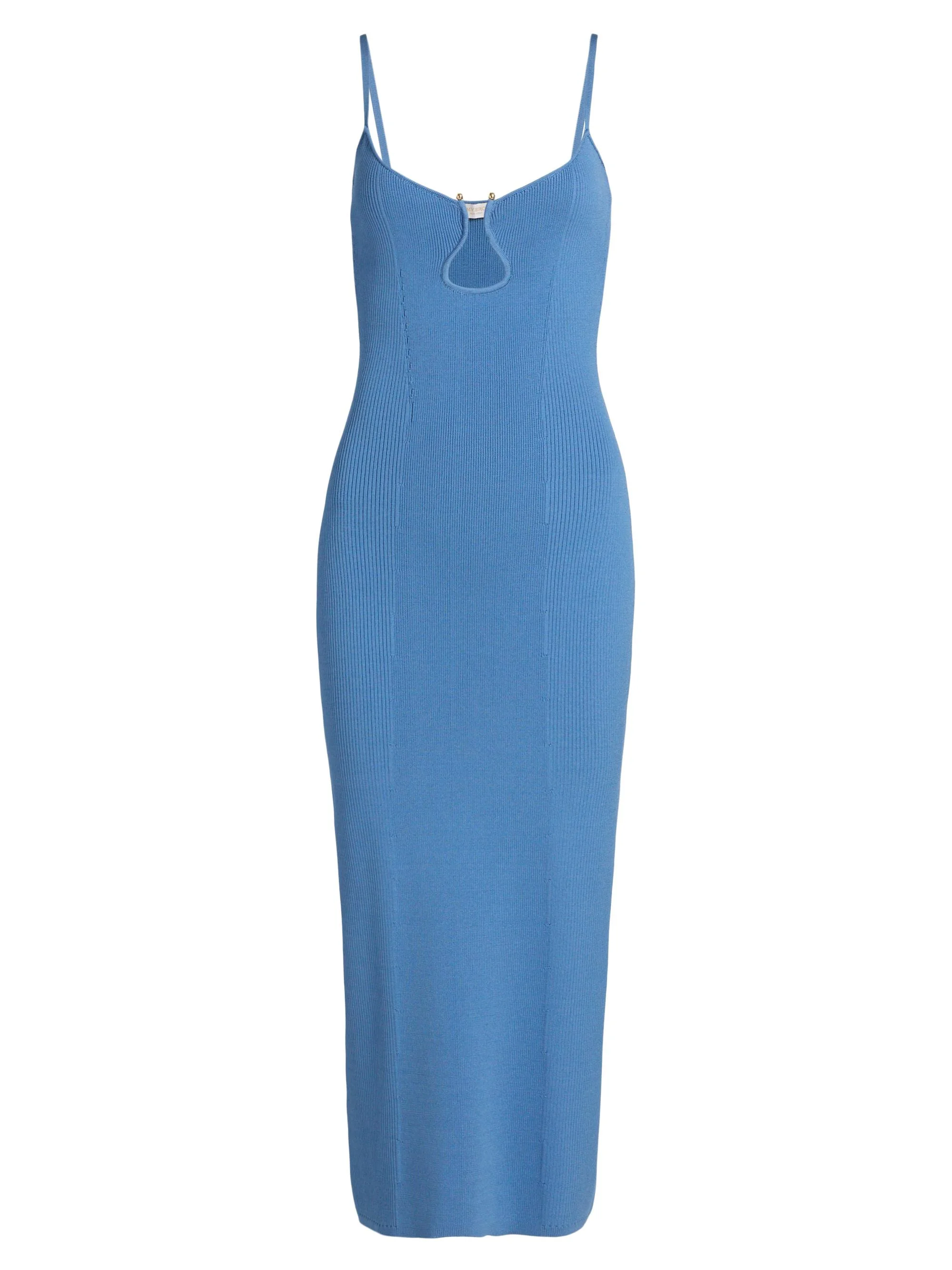 Women's Sloan U-Neck Rib-Knit Midi-Dress - Cornflower Blue - 1