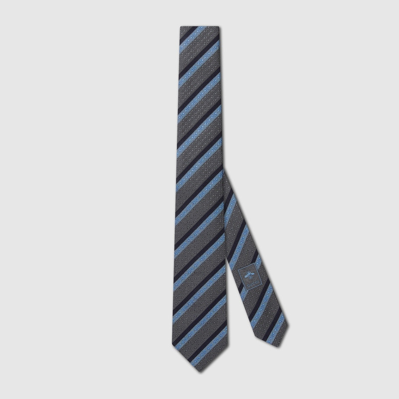 Horsebit striped silk jacquard tie 1