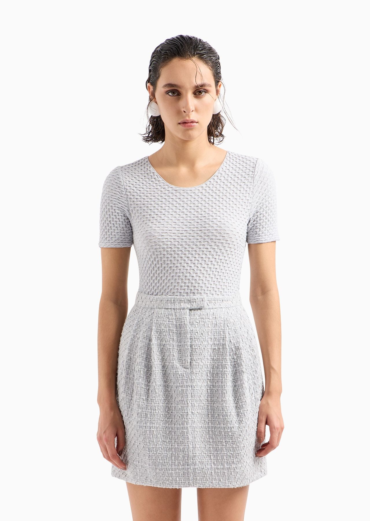 Lurex tweed skirt with darts - 2
