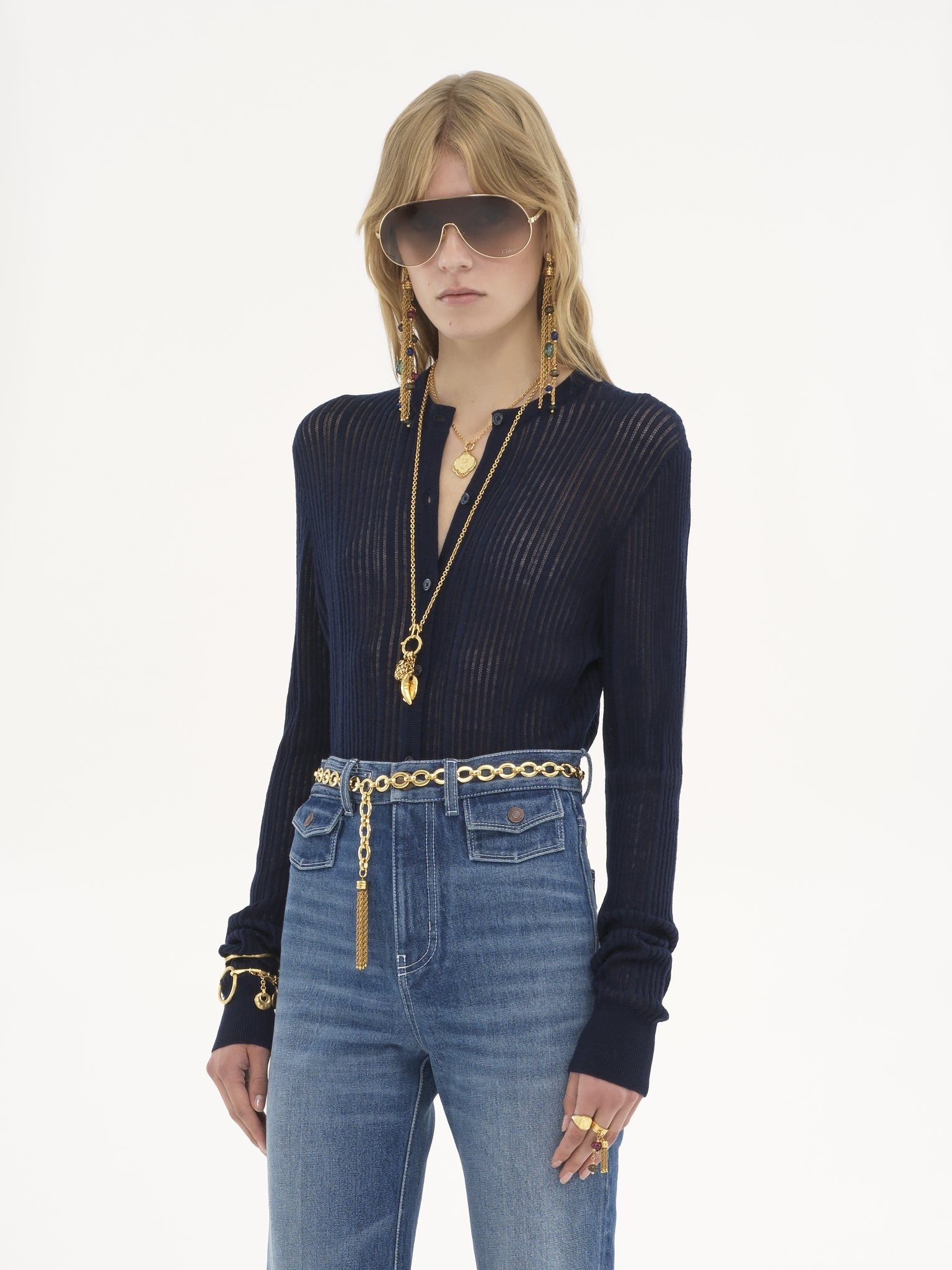 FITTED CARDIGAN IN WOOL KNIT - 4