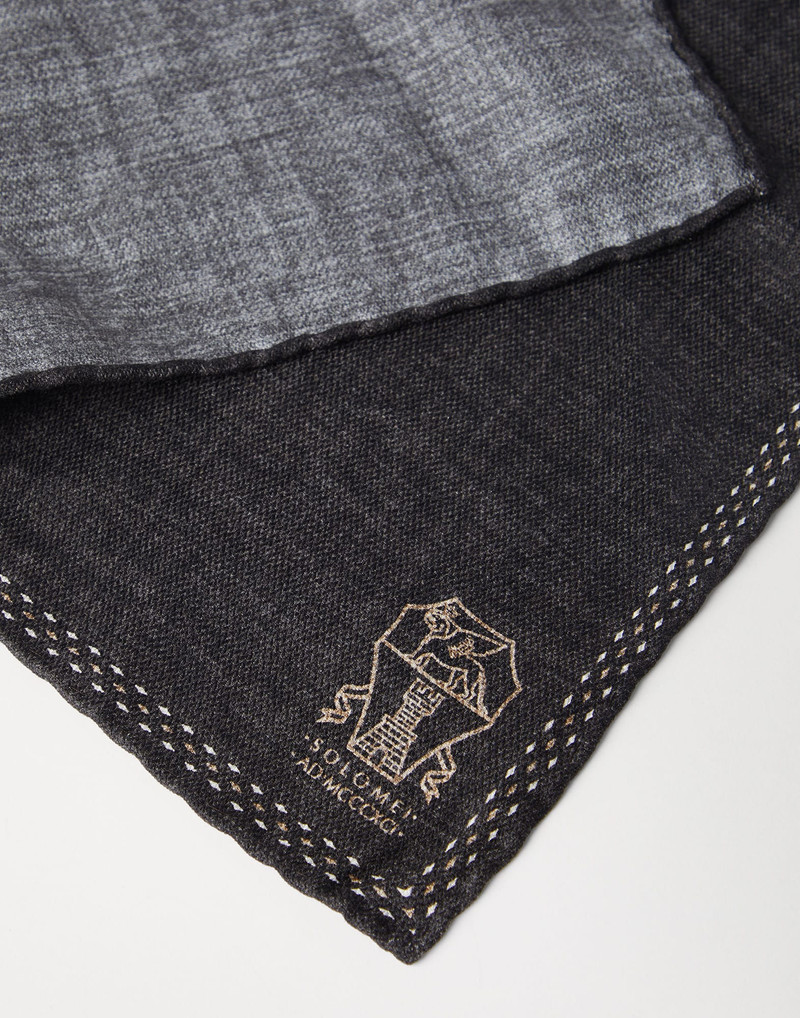 Brunello Cucinelli Silk pocket square with printed logo outlook
