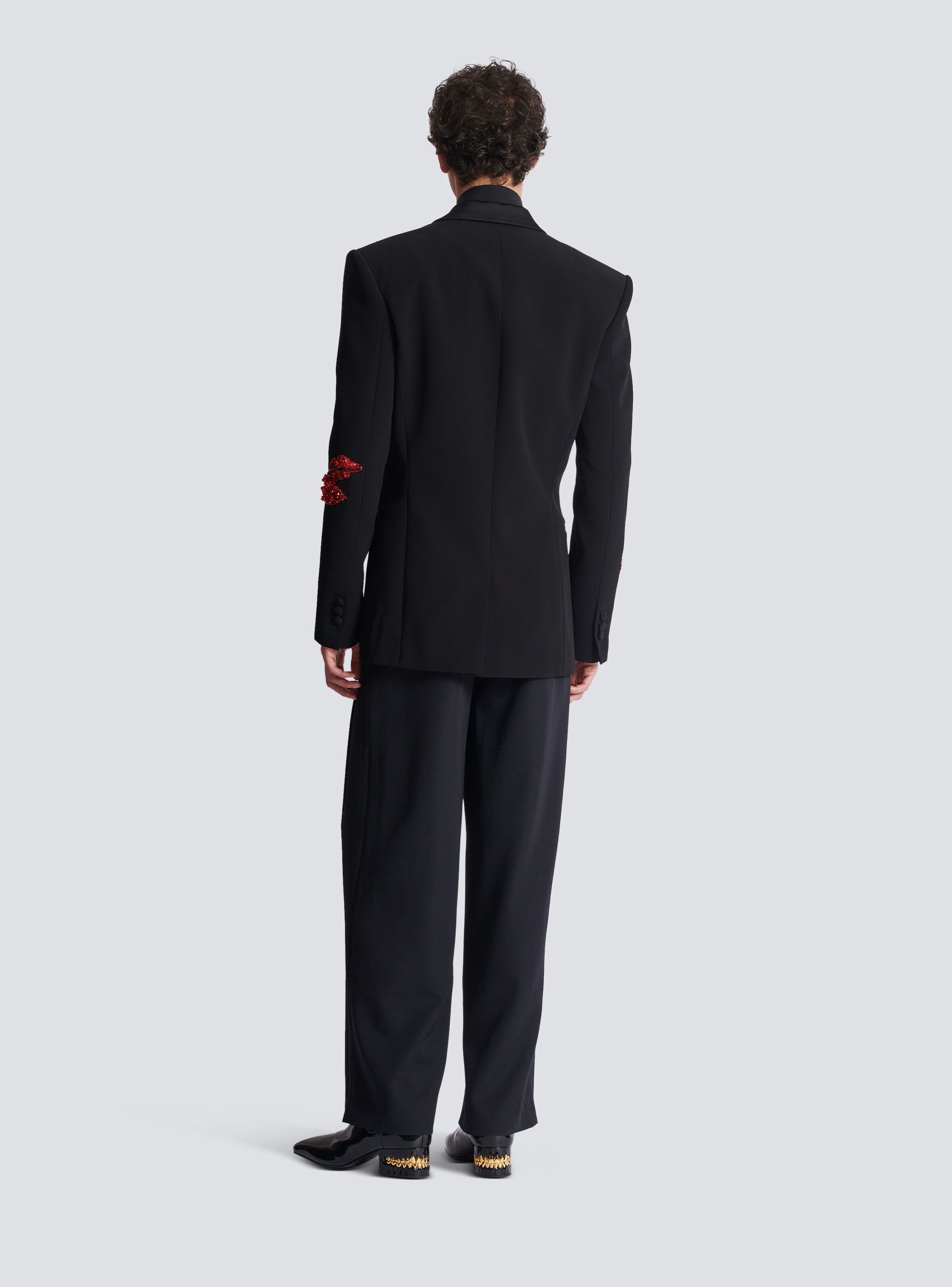 Crepe 1-button jacket with Kiss embroidery - 4
