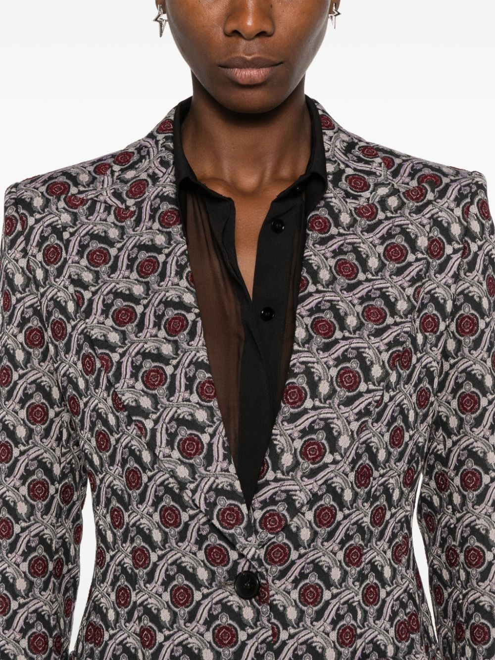 patterned-jacquard blazer - 5