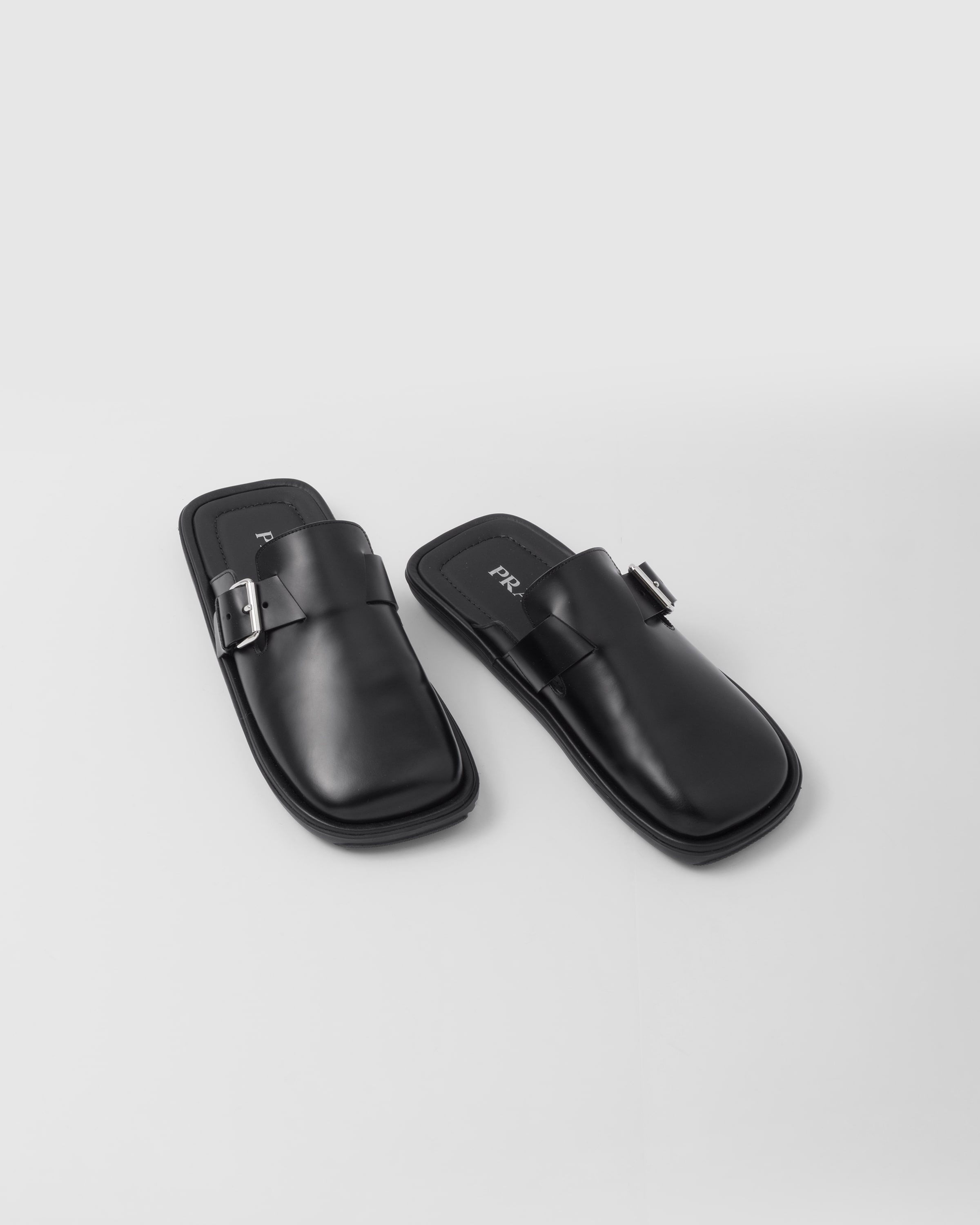 Brushed leather mules - 4