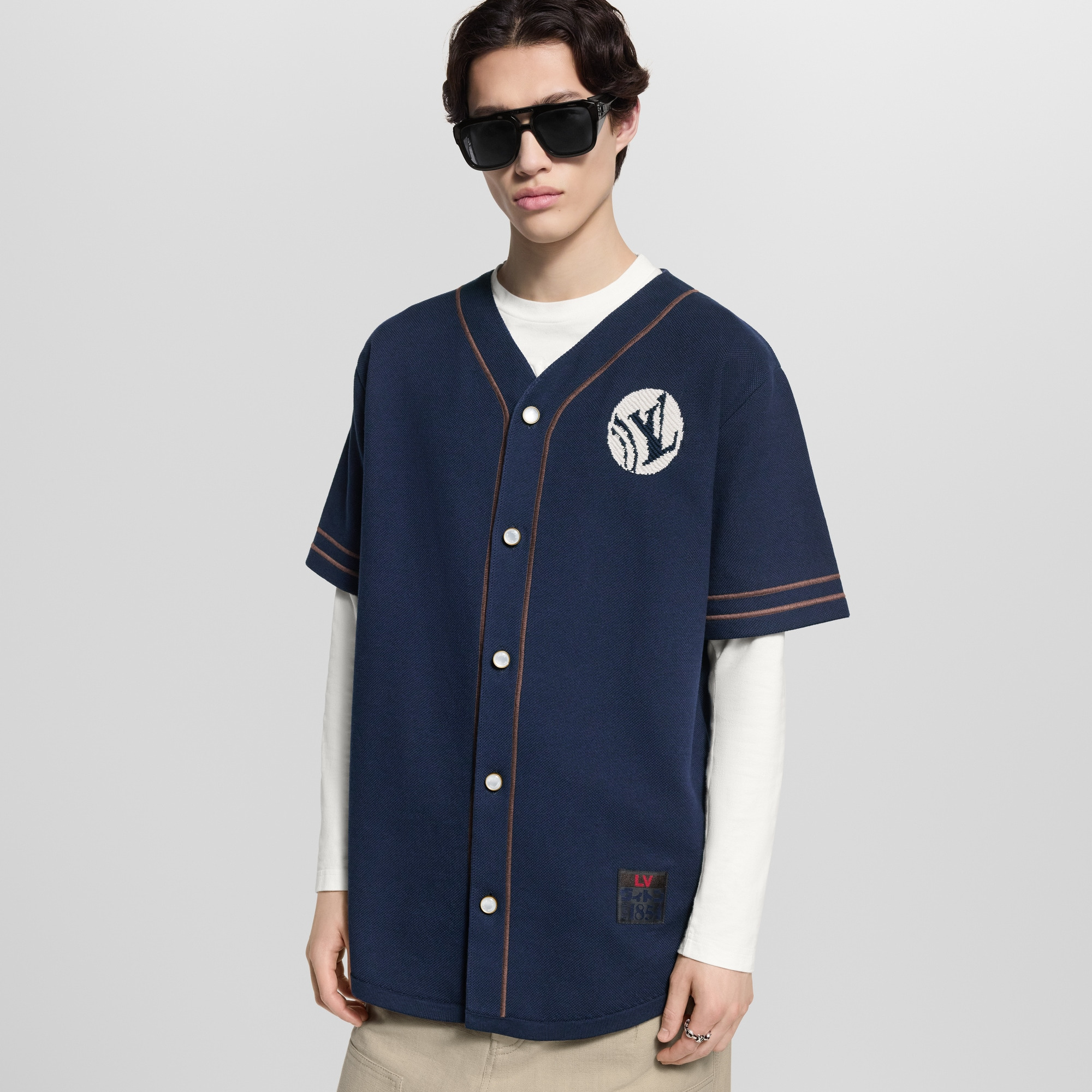 Knitted Short-Sleeved Baseball Shirt - 2