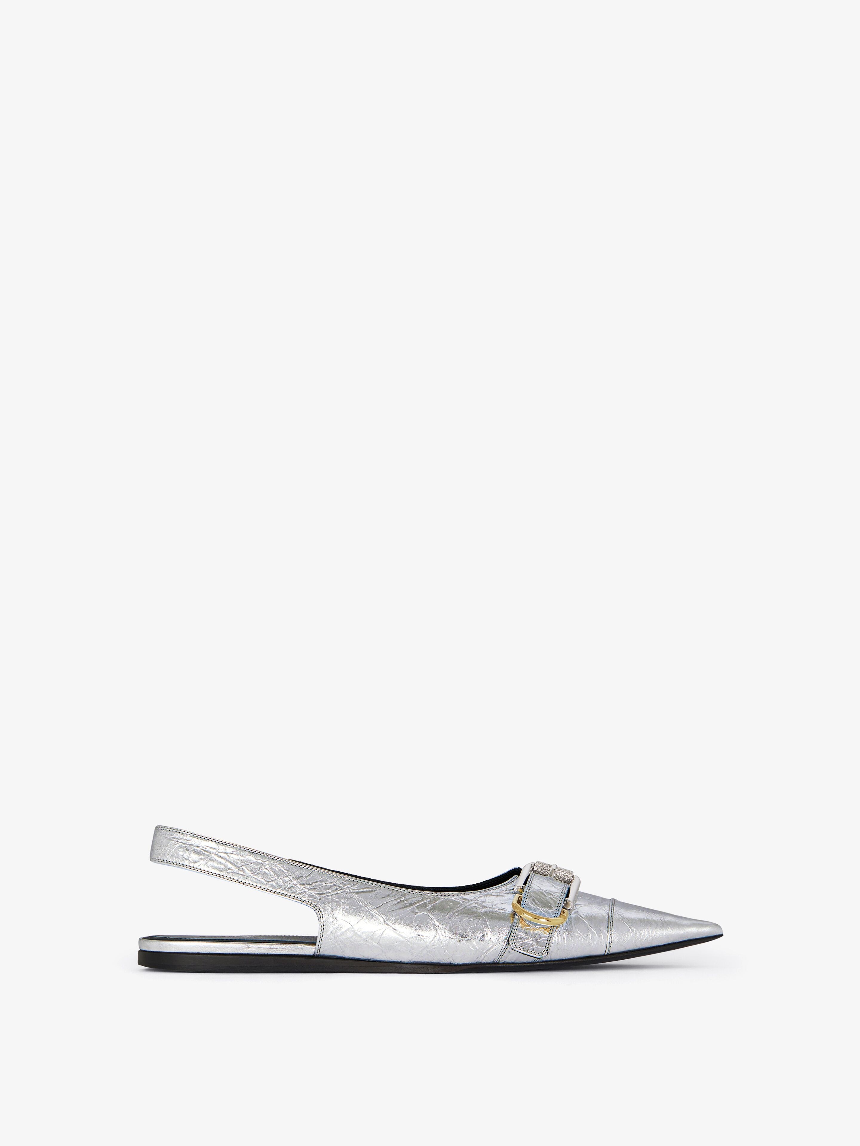 VOYOU FLAT SLINGBACKS IN LAMINATED LEATHER - 1