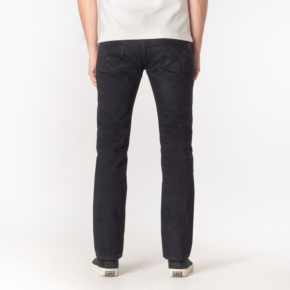 IH-777S-142ib 14oz Selvedge Denim Slim Tapered Cut Jeans - Indigo/Black - 3