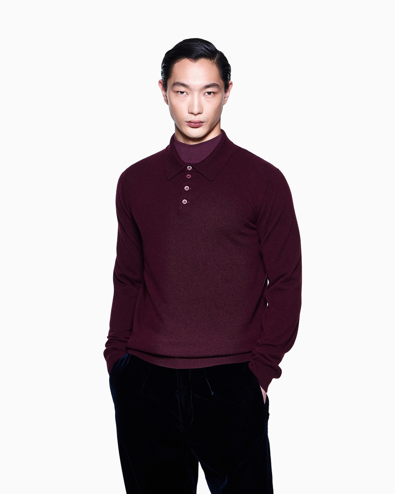 GIORGIO ARMANI LONG-SLEEVED CASHMERE POLO SHIRT outlook