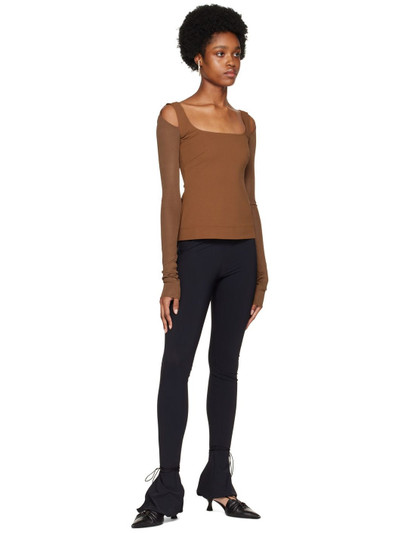 NENSI DOJAKA Brown Cutout Long Sleeve T-Shirt outlook