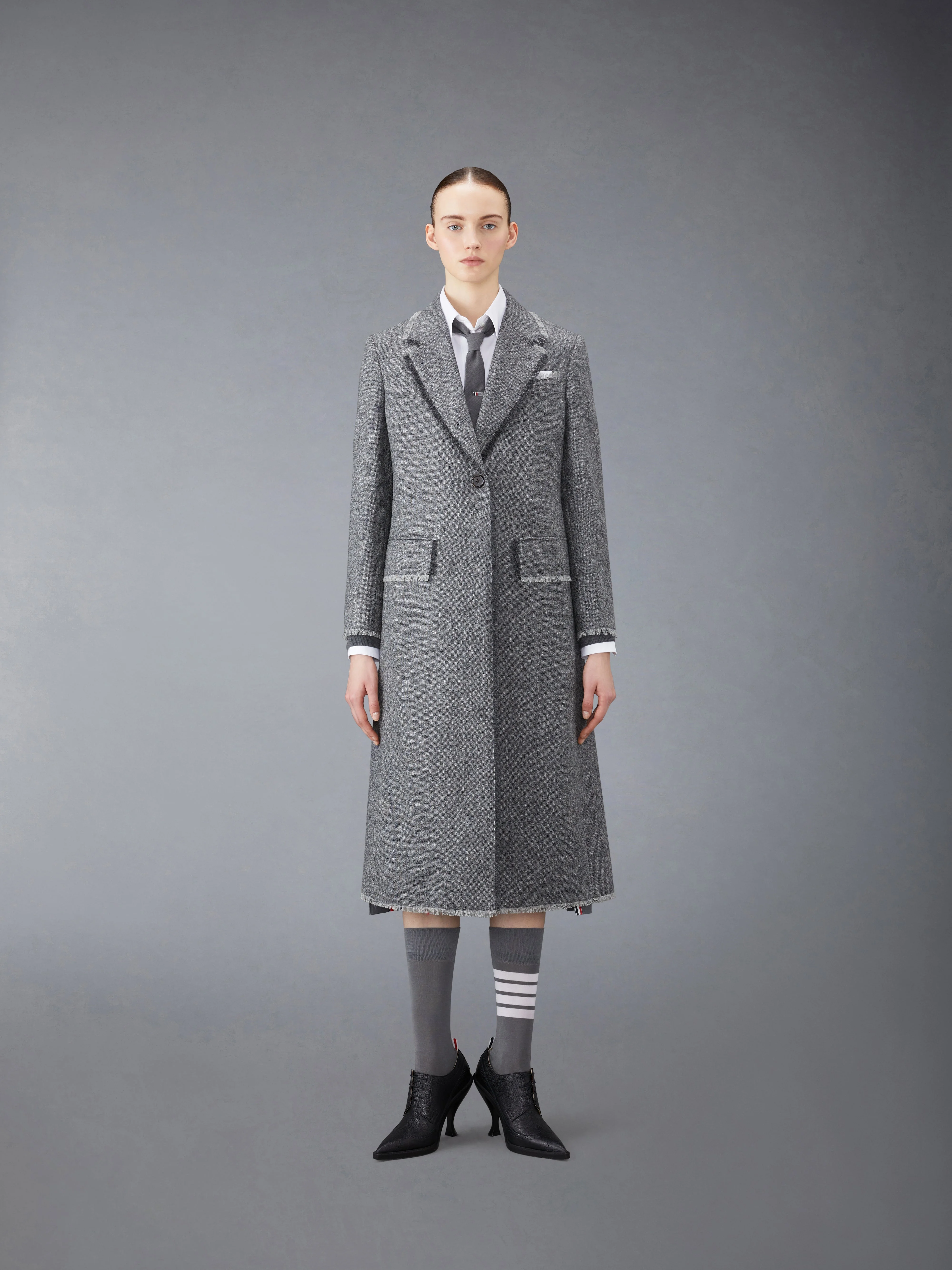 DONEGAL TWEED WIDE LAPEL OVERCOAT - 1
