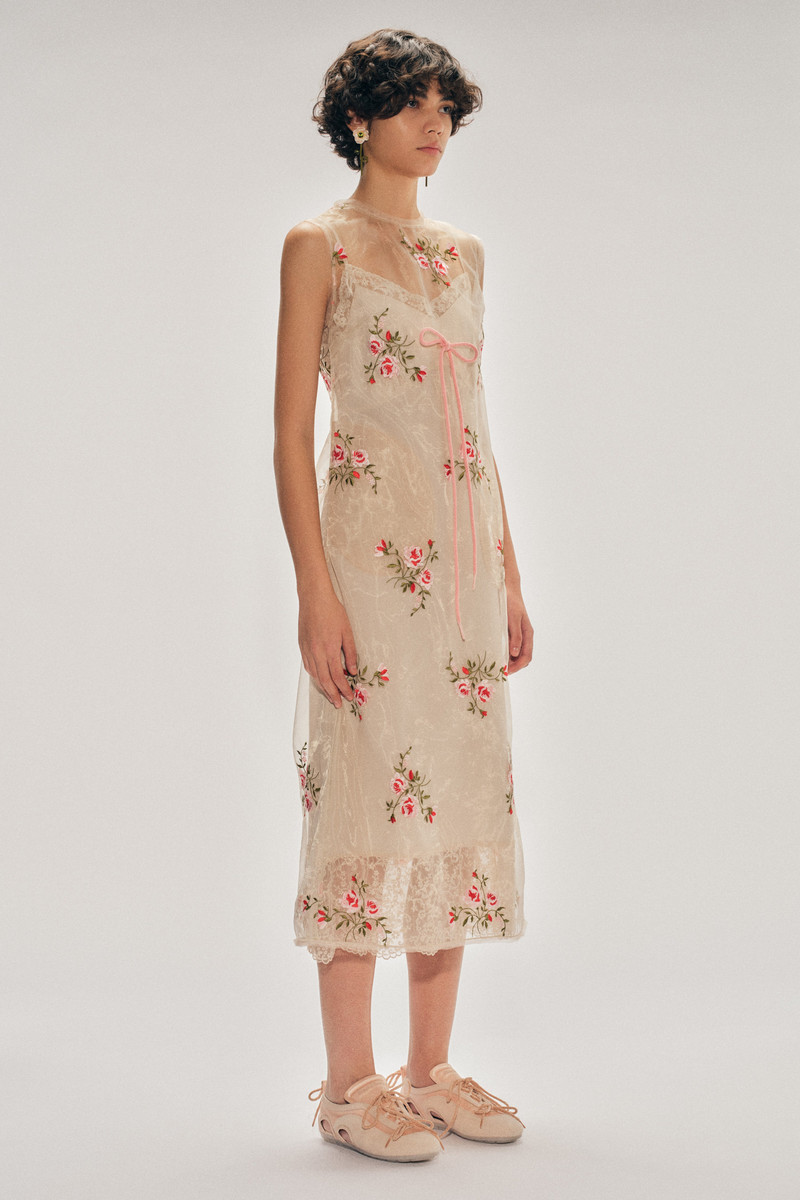 Simone Rocha Sheer Frayed Contour Dart Dress outlook
